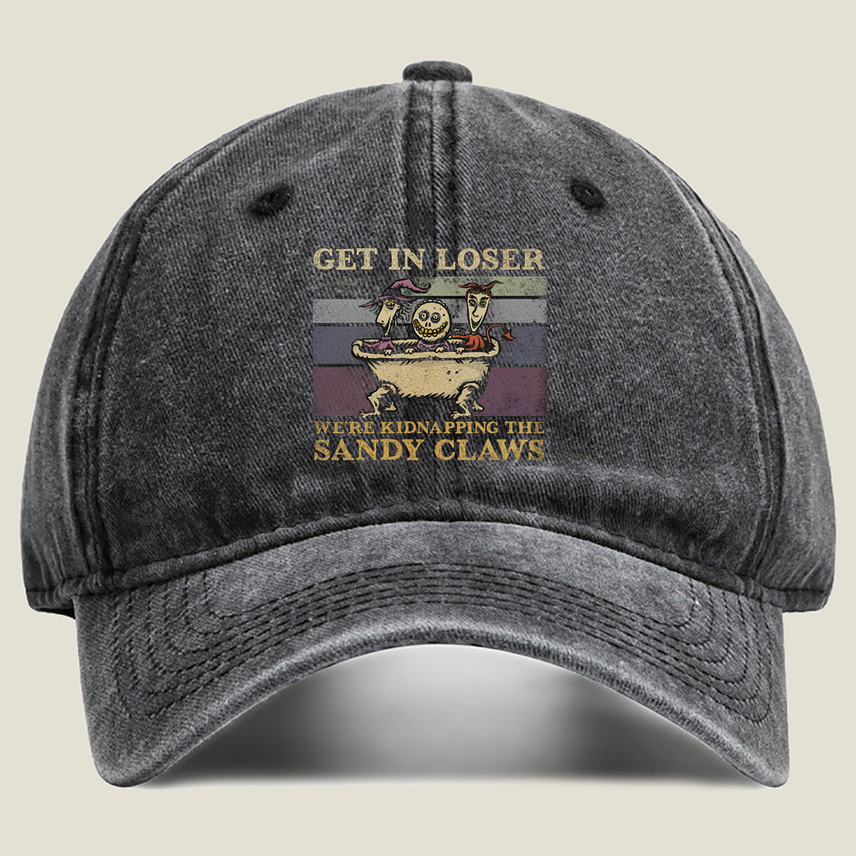 The Nightmare Before Christmas: Jack, Sally, and Oogie Boogie in a Bathtub - Washed Denim - Baseball Cap