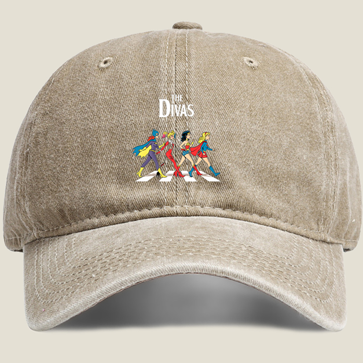 The Divas: Batgirl, Harley Quinn, Wonder Woman, Supergirl - Washed Denim - Baseball Cap