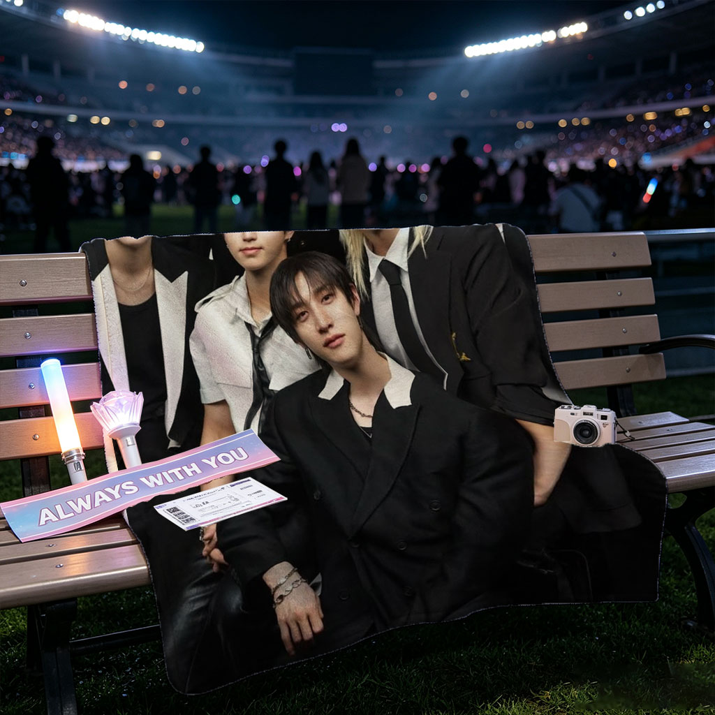 Stray Kids Group Photo in Stylish Black Outfits Posed Together - Blankets