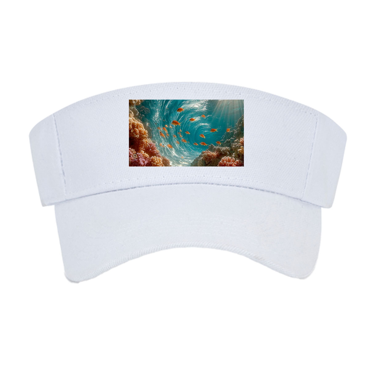 Sunlit Coral Cave with Swimming Fish -  Visor cap