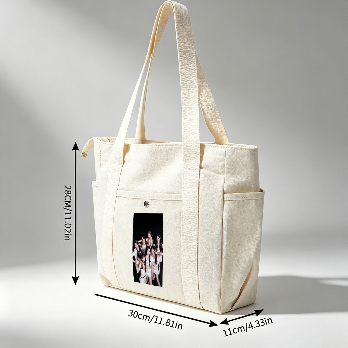 Kep1er Group Photo in White Outfits on Black Background - Multi-pocket bags