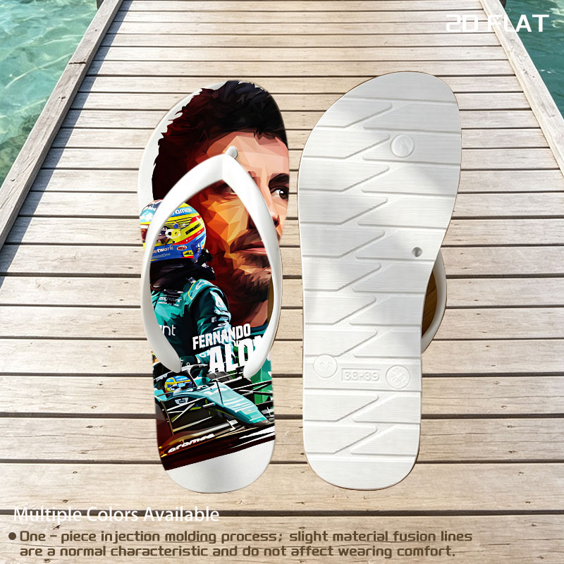 Fernando Alonso in Action: Formula 1 Racing Legend -  flip-flops