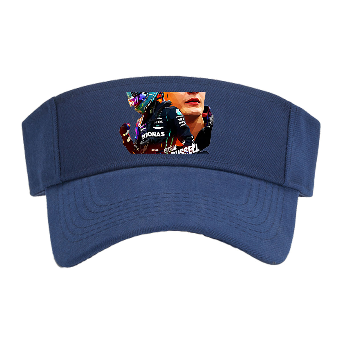 George Russell F1 Driver in Petronas Racing Gear with Formula 1 Car -  Visor cap