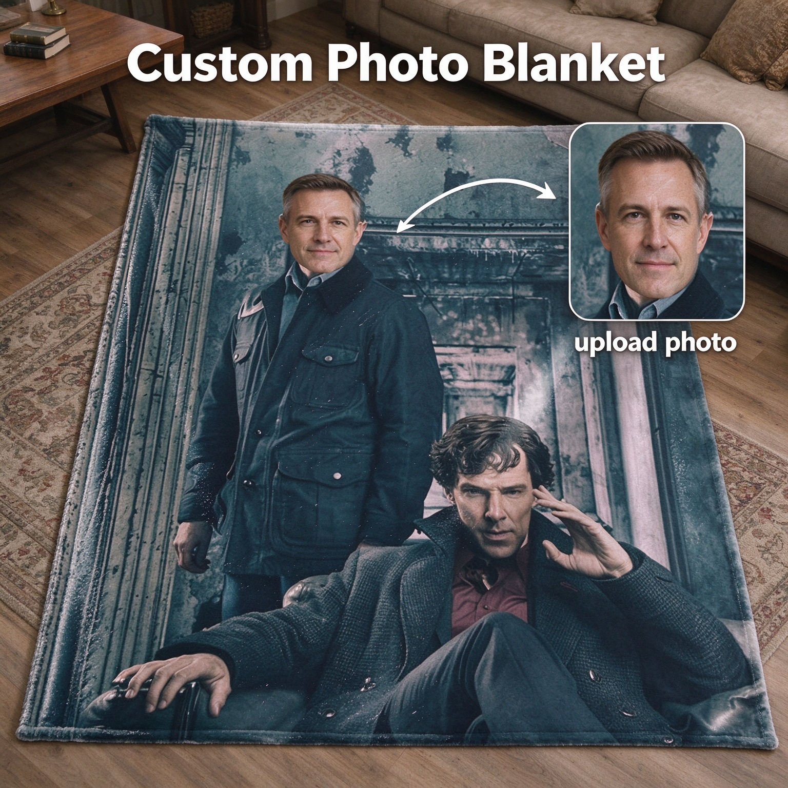 Custom Photo Face Blanket Personalized Soft Flannel Throw for Bed Sofa and Cozy Movie Nights Ideal Gift