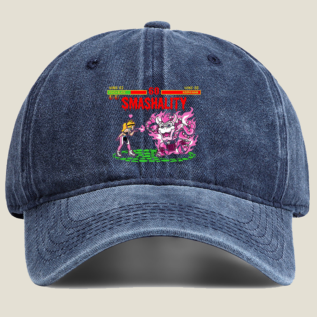 Peach Blade vs Koopa Kahn: Smashality Showdown - Washed Denim - Baseball Cap