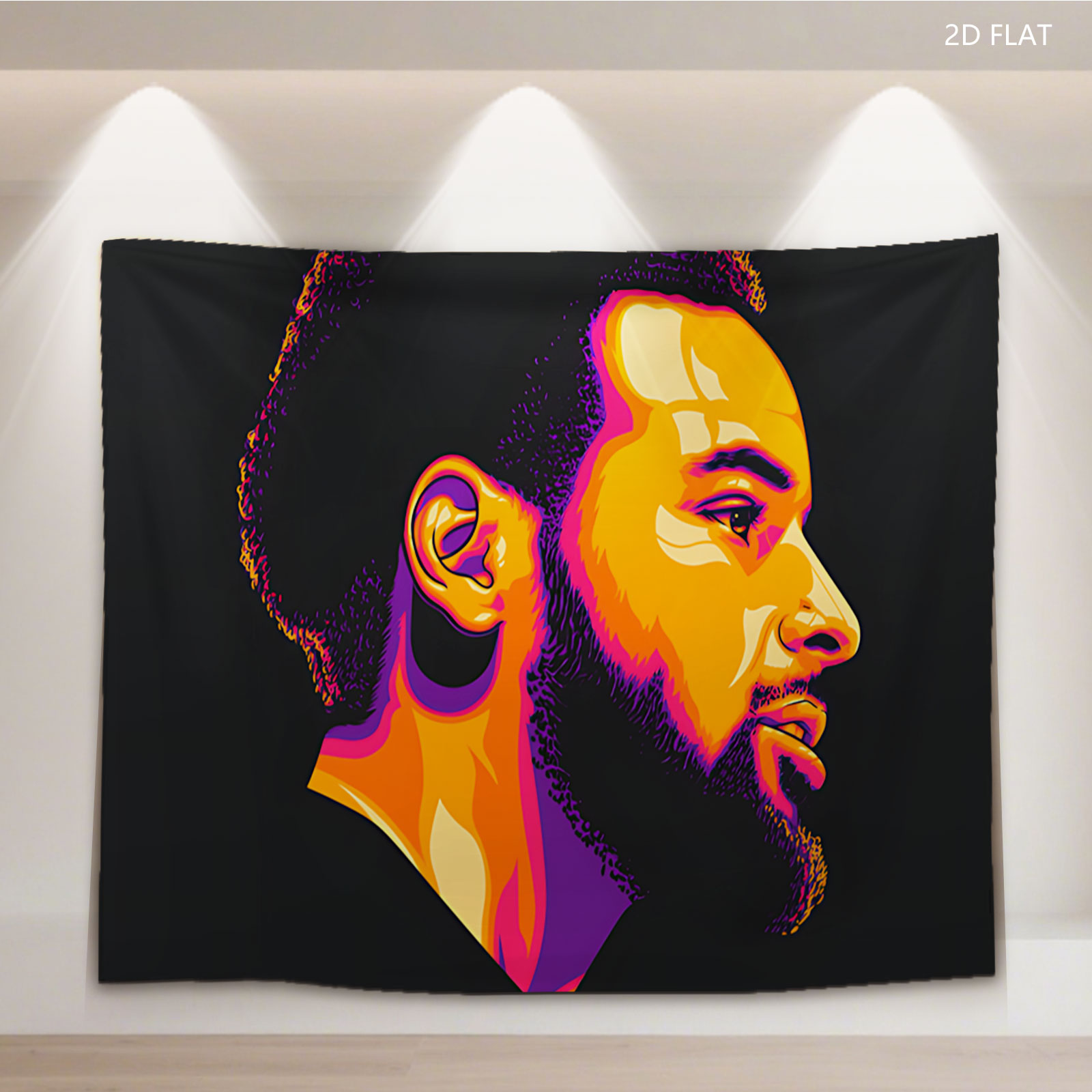 Vibrant Portrait of a Man in Profile with Bold Colors - Tapestry