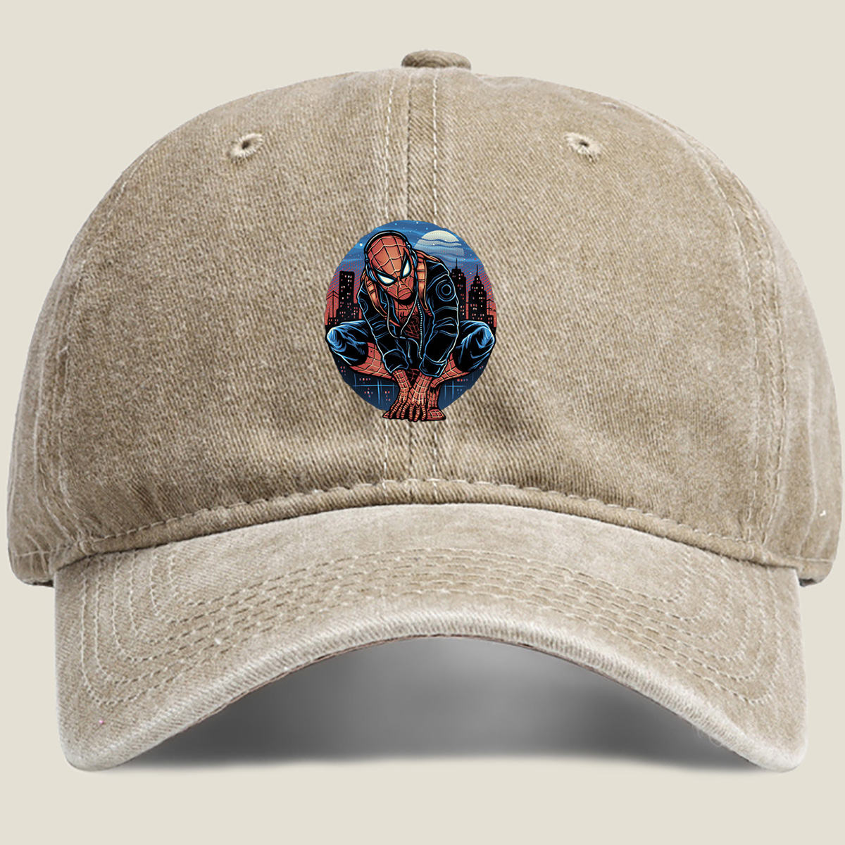 Spider-Man in Urban Night Scene - Washed Denim - Baseball Cap