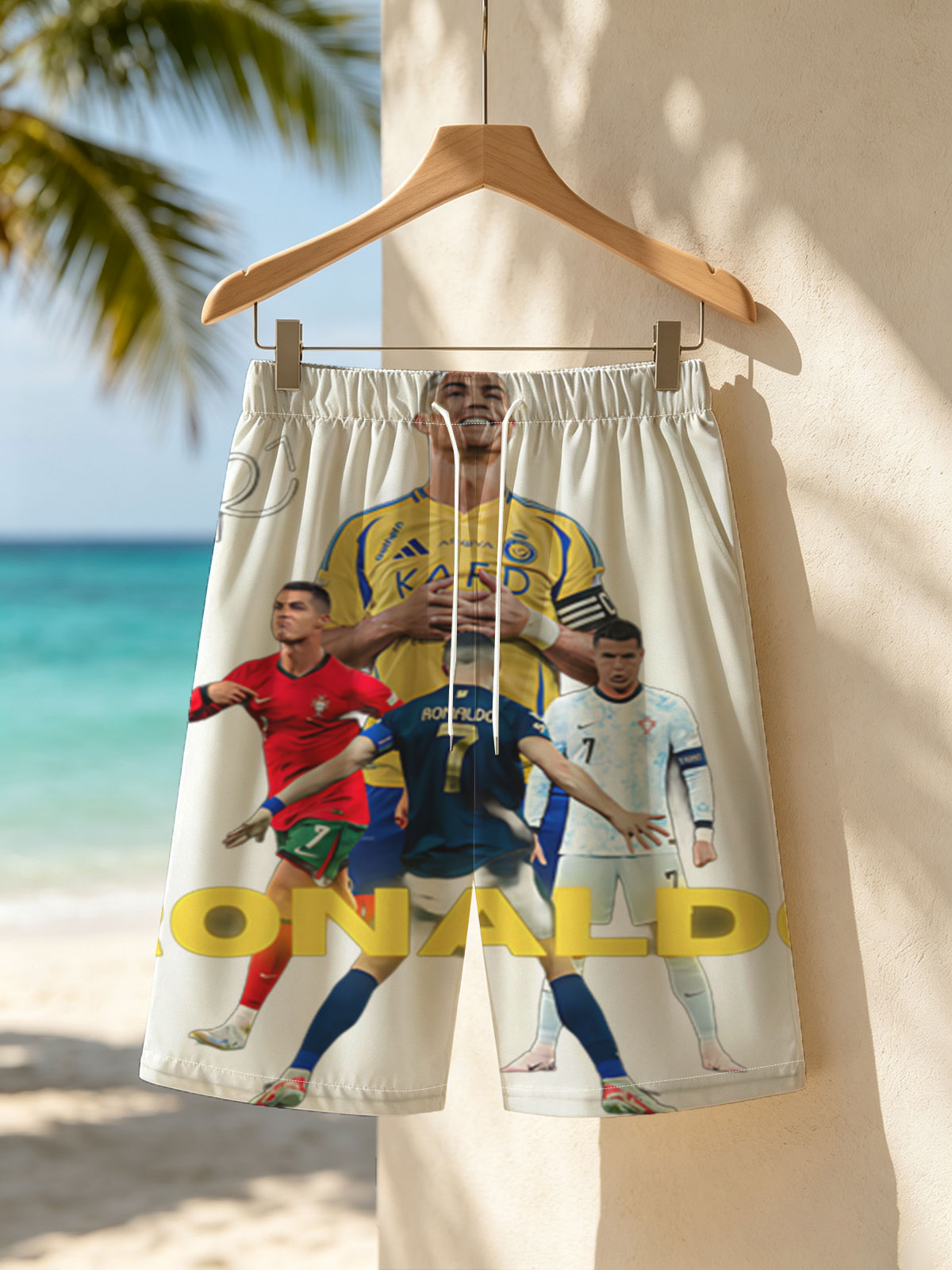 Cristiano Ronaldo in Various Kits: CR7, Portugal, Manchester United, Al Nassr, and Saudi Arabia National Team -  Beach shorts