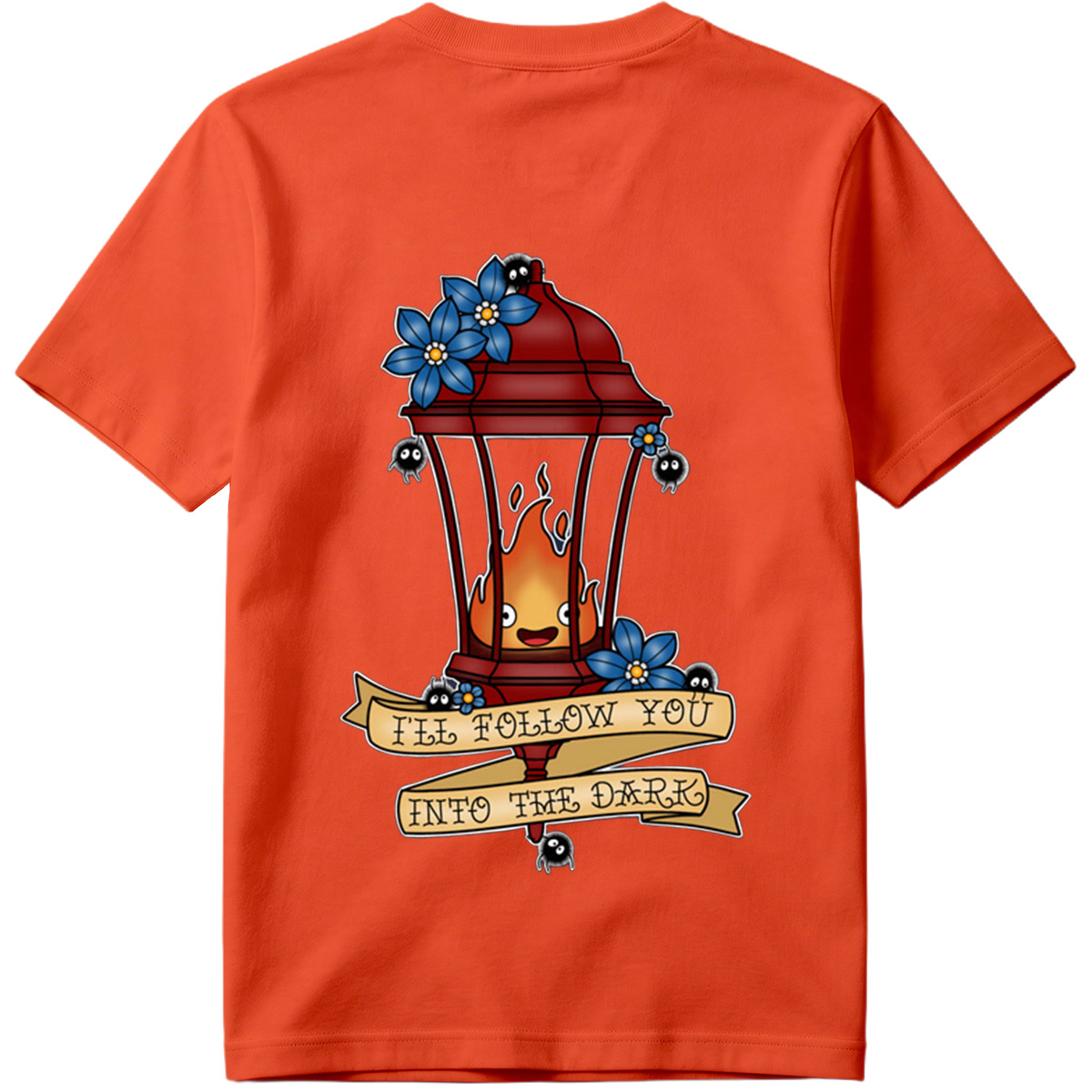 Lantern Flame with Blue Flowers and Moths: 