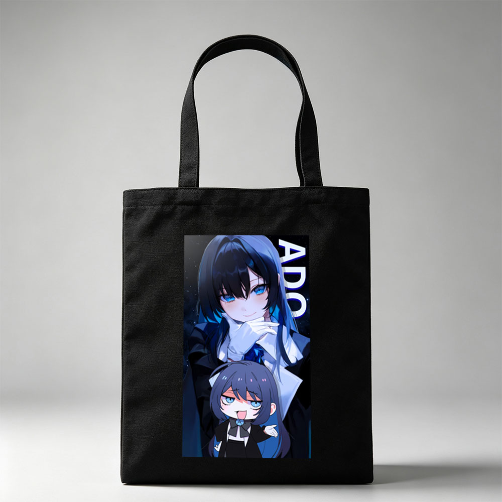 ADO - Anime Character Portrait with Chibi Version in Cosmic Background - Canvas tote bags