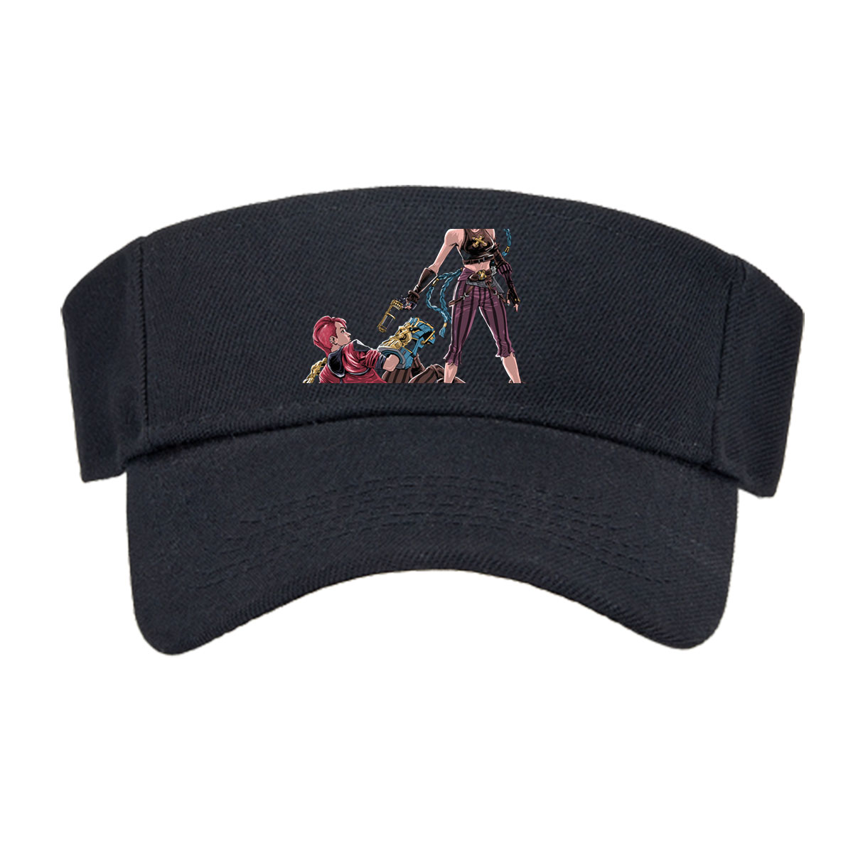 Blue-Haired Warrior and Pink-Haired Ally in Steampunk Combat Stance -  Visor cap