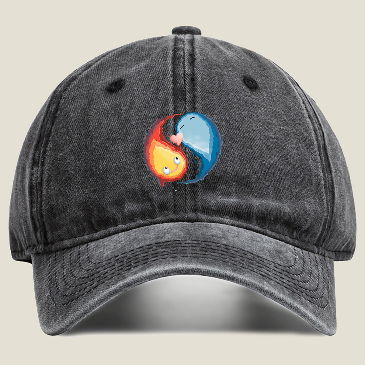 Fire and Ice: A Cosmic Yin Yang - Washed Denim - Baseball Cap