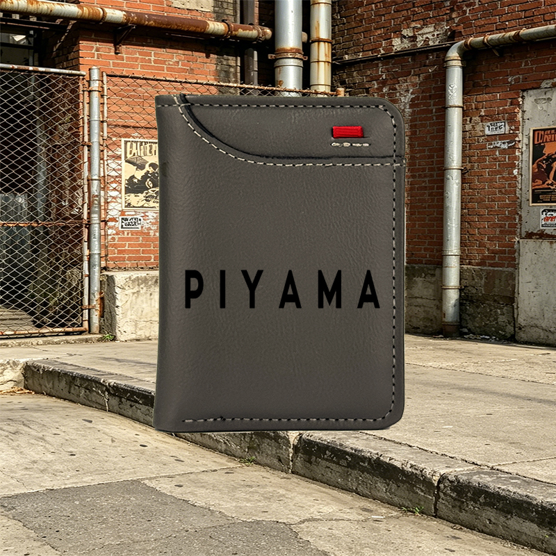 Unisex Vertical Wallet with PIYAMA Logo Print - Stylish Slim Wallet for Daily Use, Perfect for Students, Professionals, and Urban Lifestyle Enthusiasts