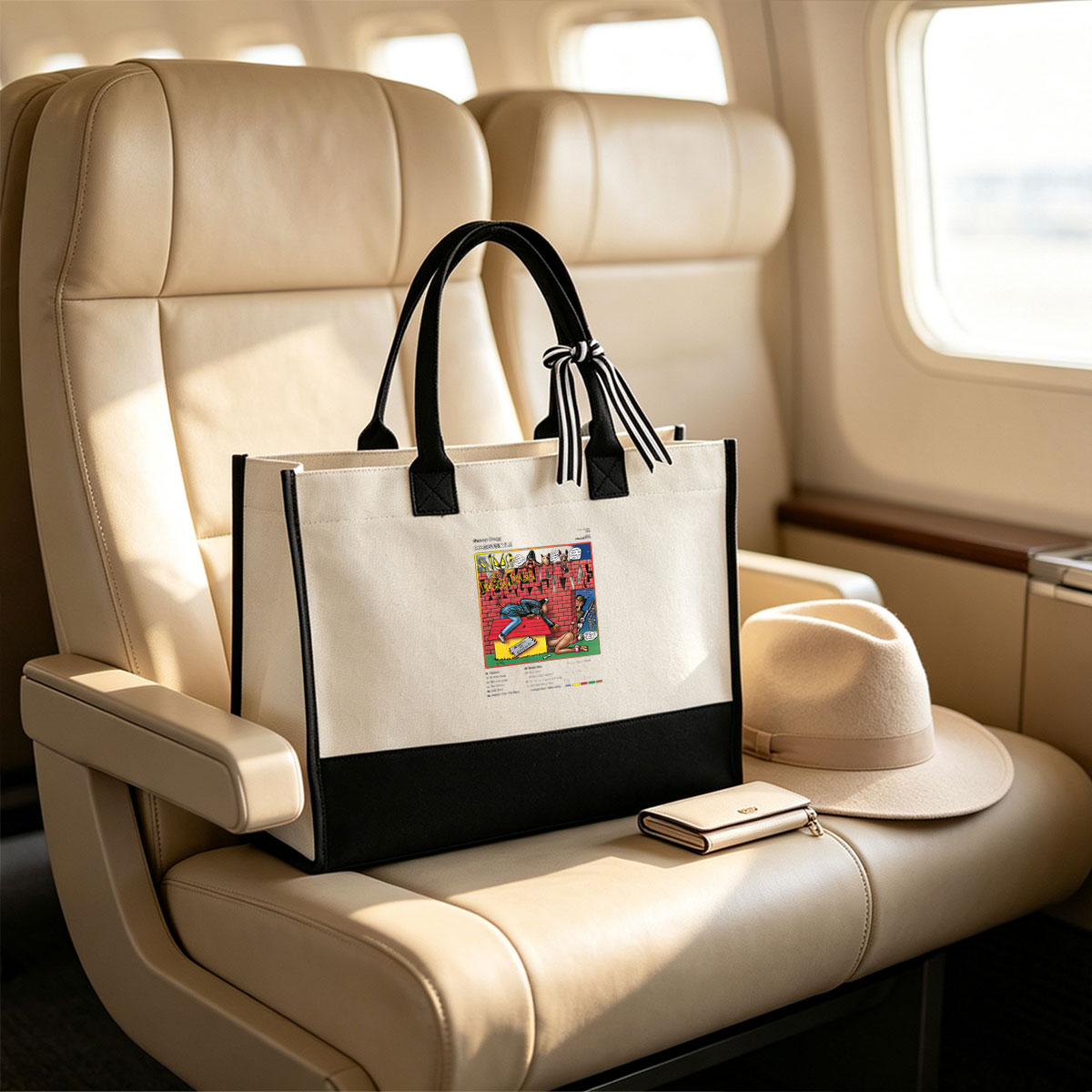 Snoop Dogg - Doggystyle Album Cover Featuring Cartoon Characters and Tracklist - Canvas patchwork gift tote bag