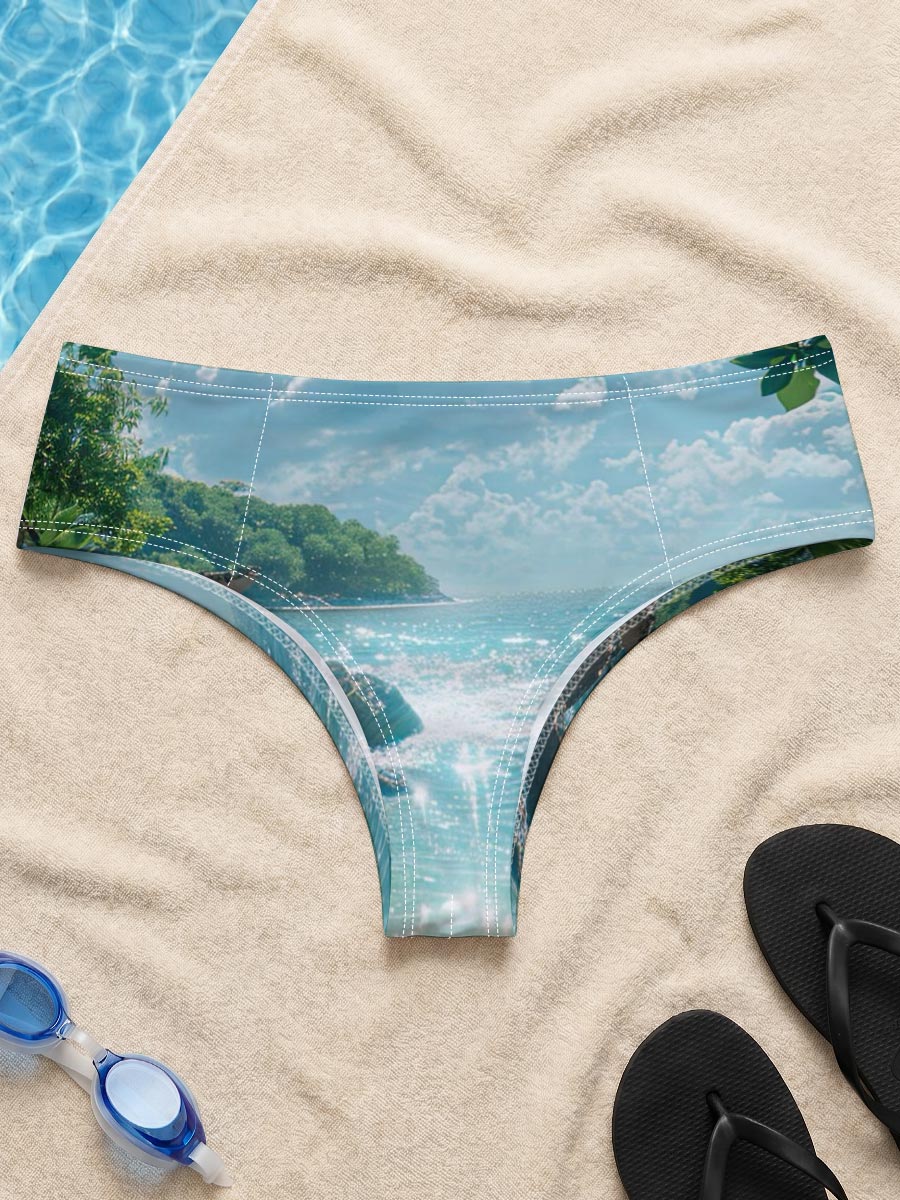 Tropical Beach with Palm Trees and Crystal Clear Water -  Men's swim trunks