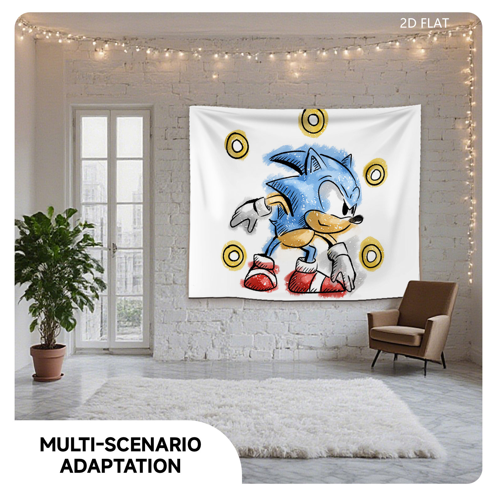 Sonic the Hedgehog Collecting Golden Rings - Tapestry