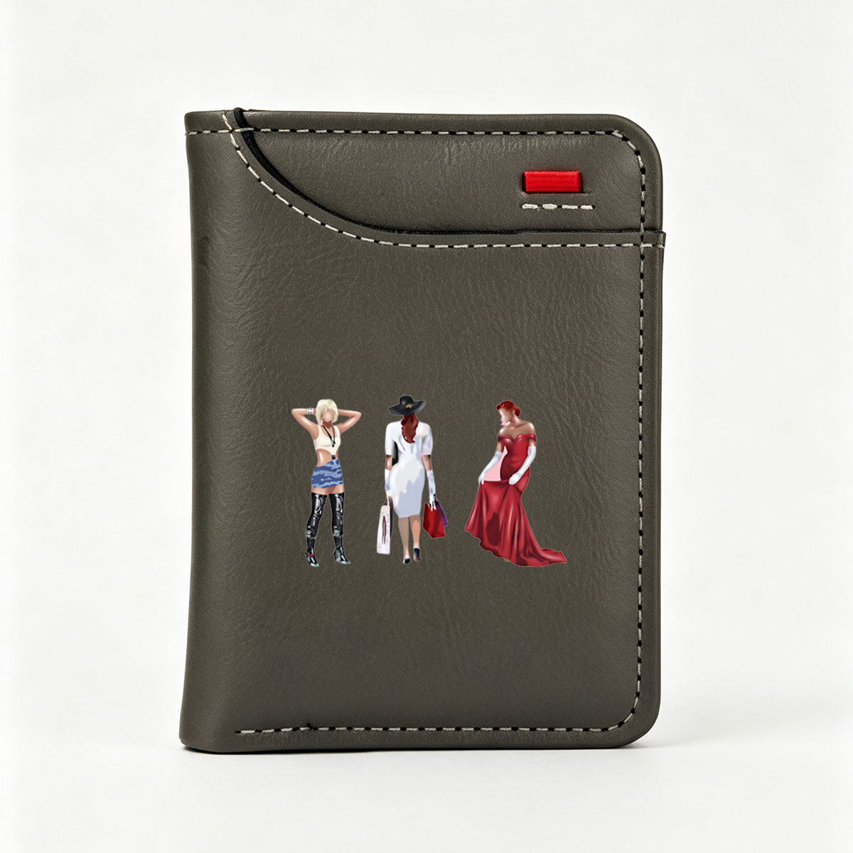 Three Stylized Women in Distinct Outfits: Casual, Elegant, and Formal Fashion - Vertical Style Wallet