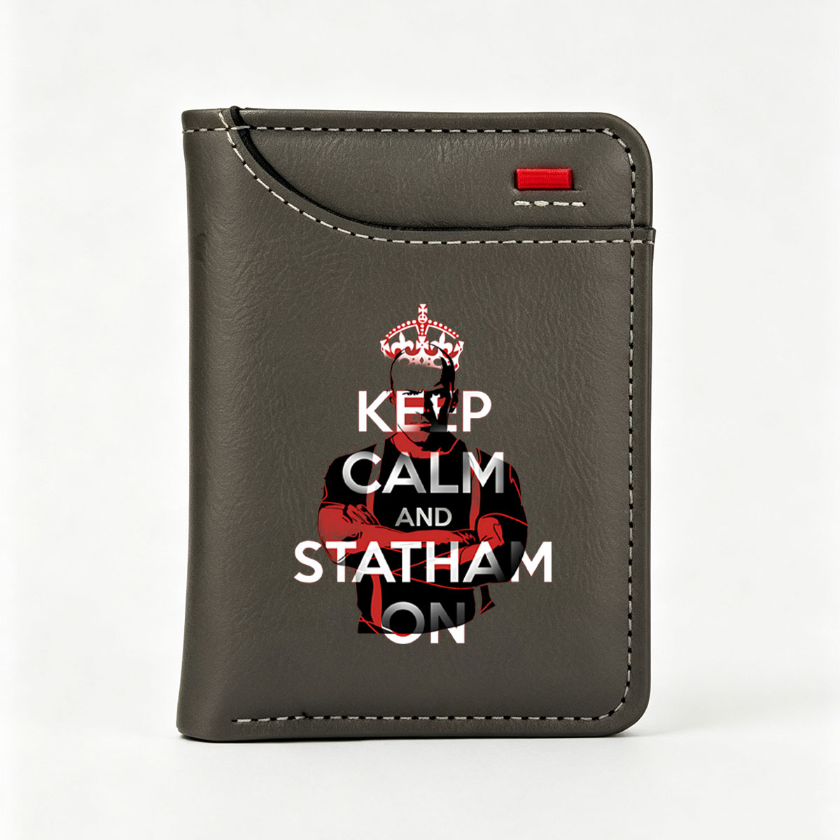 Keep Calm and Statham On: Jason Statham in Crowned Pose - Vertical Style Wallet