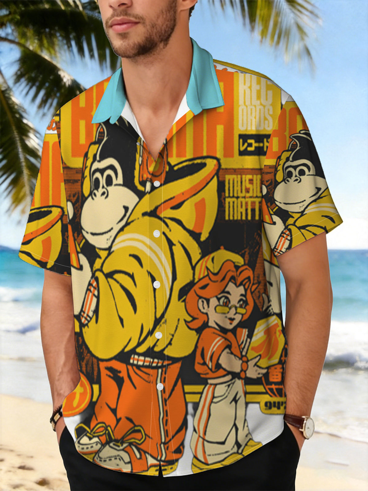 Banana Records: Monkey DJ and Girl with Vinyl, Music Matters 94'25' -  Shirt
