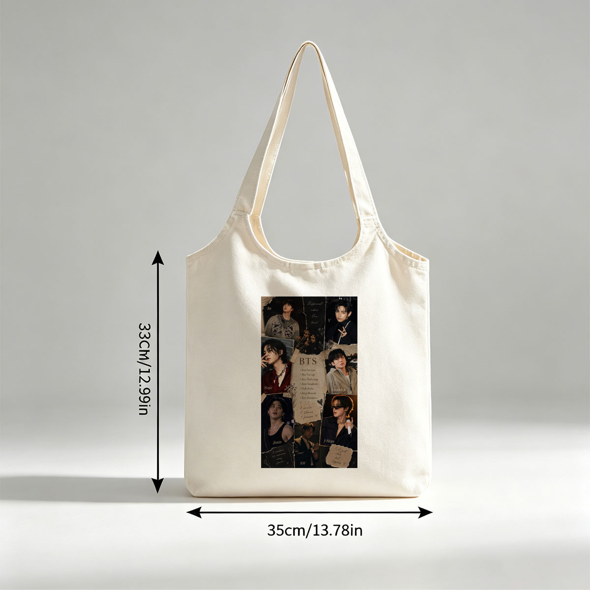 BTS Members in Various Stylish Poses and Expressions Collage - Canvas shoulder bags/