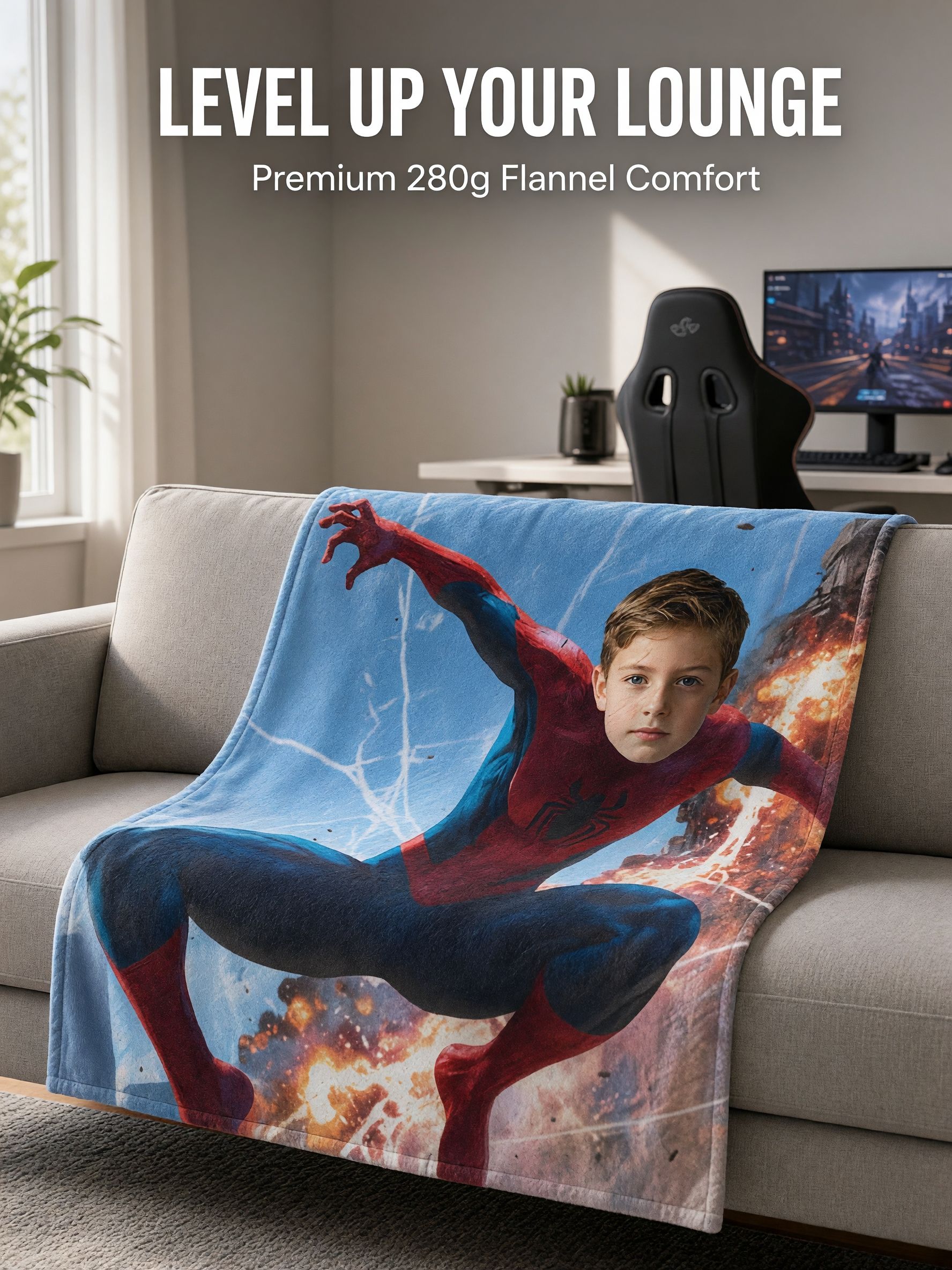 Custom Photo Face Superhero Flannel Blanket Personalized Picture Throw Warm Fleece Bed Couch Throw Blanket Ideal