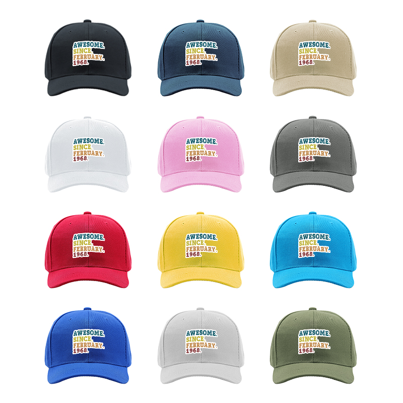 1pc New Baseball Cap Awesome Since February 1968 Print Unisex Adjustable Hat for Outdoor Activities Adults Casual Wear Fashion Statement Accessories