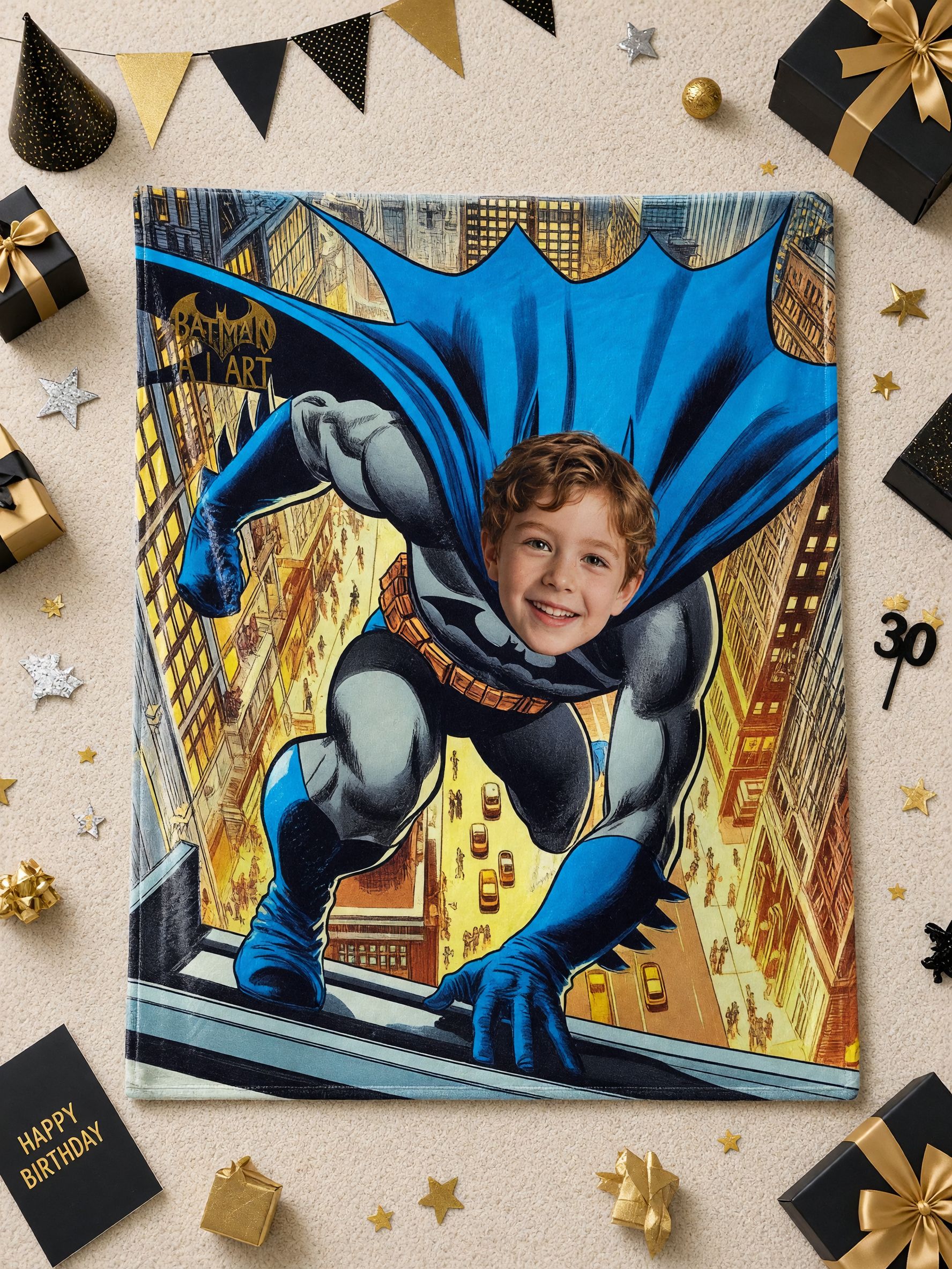 Custom Face Superhero Flannel Blanket, Personalized Comic Hero Photo Throw, Cozy Soft Keepsake Gift for Bed and Couch