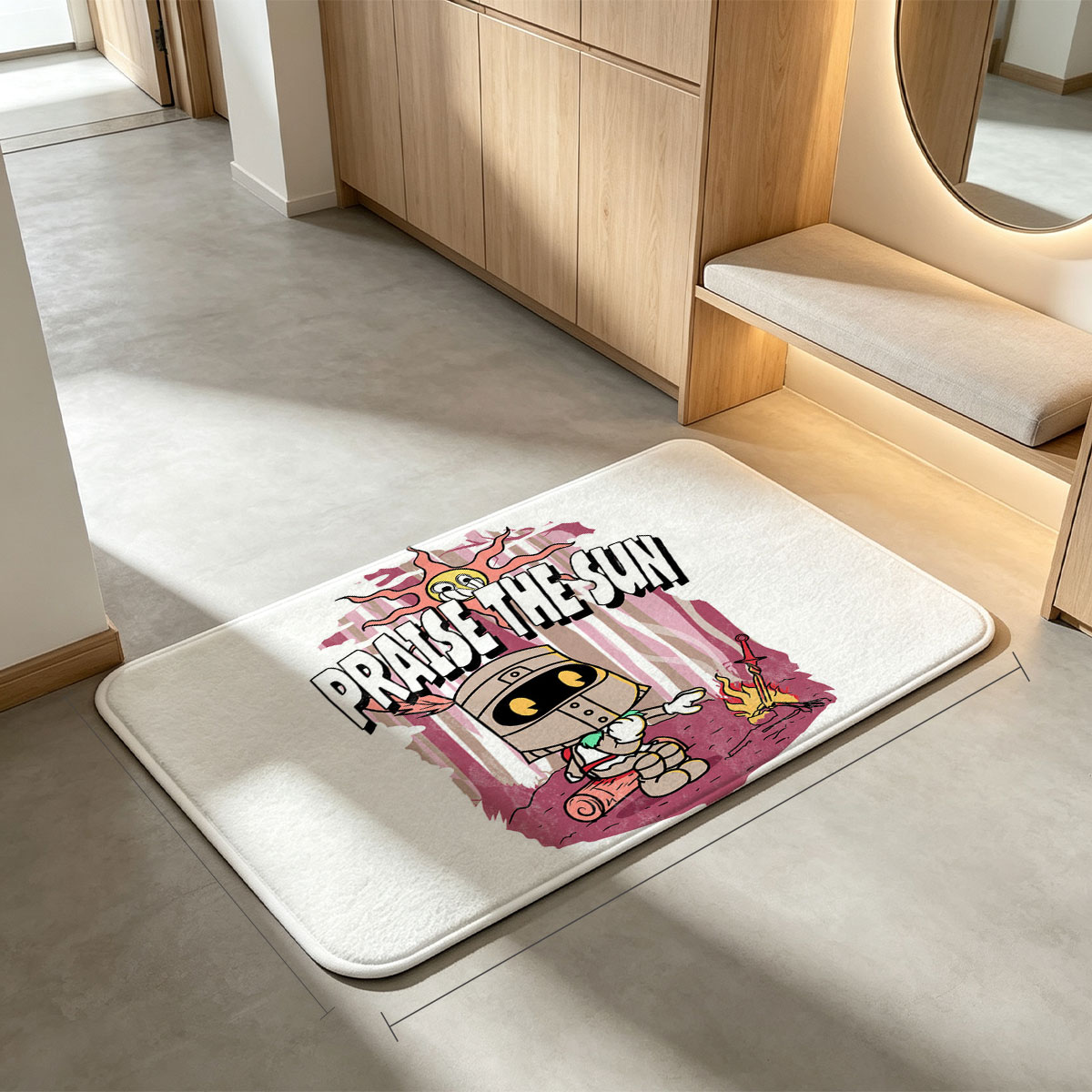 Praise the Sun - Knight with Campfire and Sword - Flannel floor mat