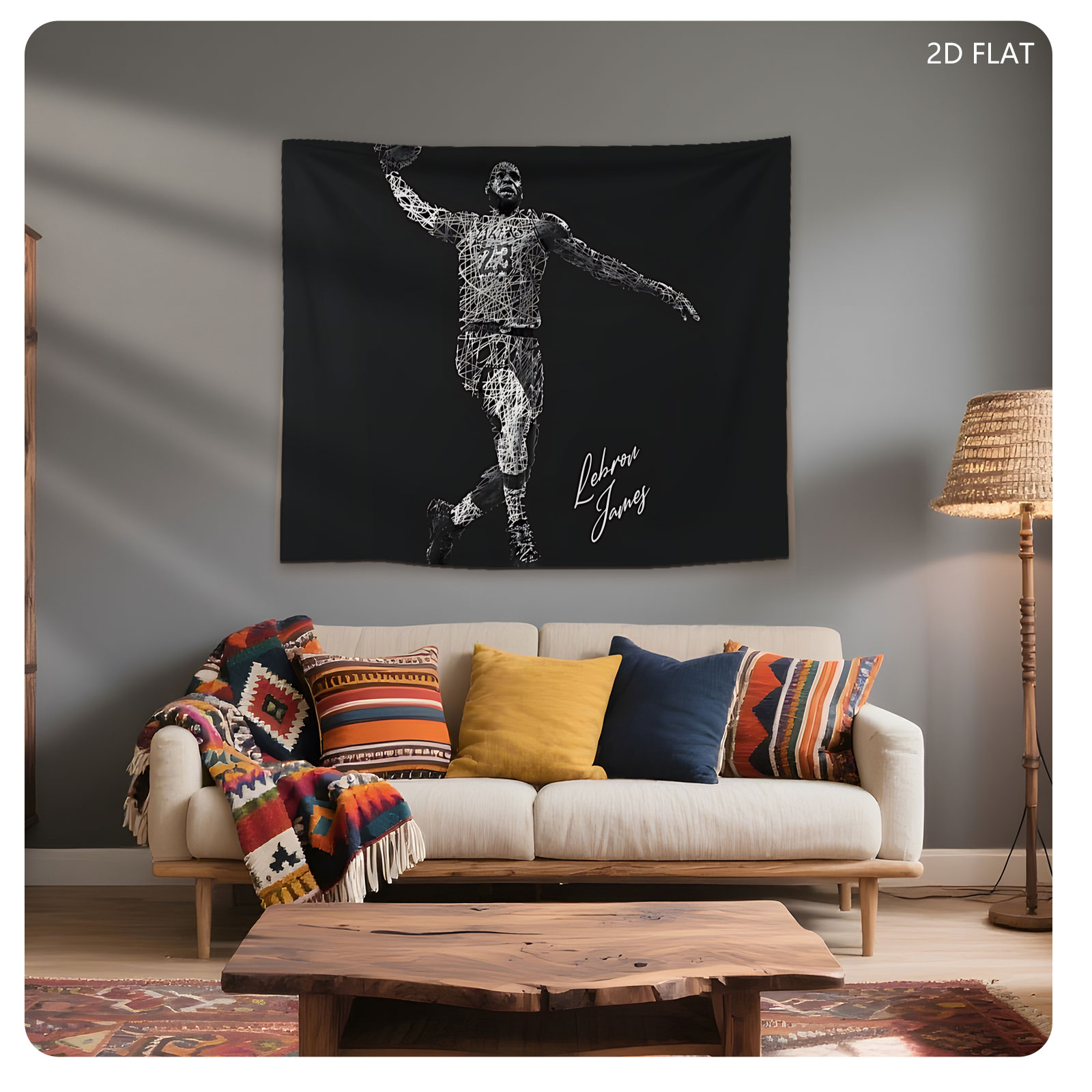 LeBron James Wireframe Artwork - Tapestry