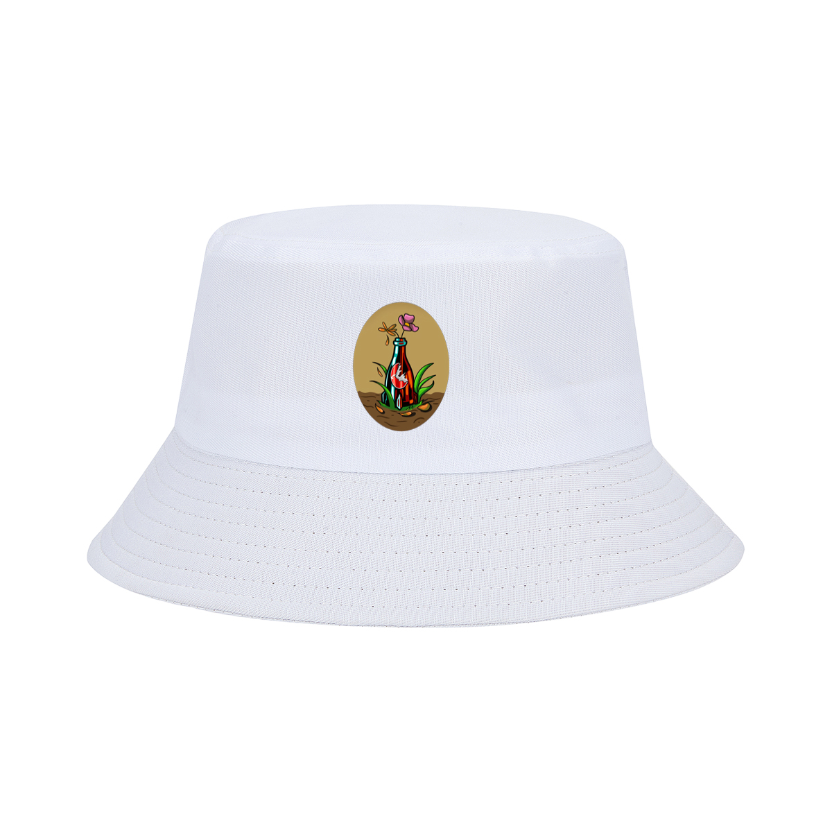 Bottle Garden with Flower and Dragonfly - Fisherman's Hat