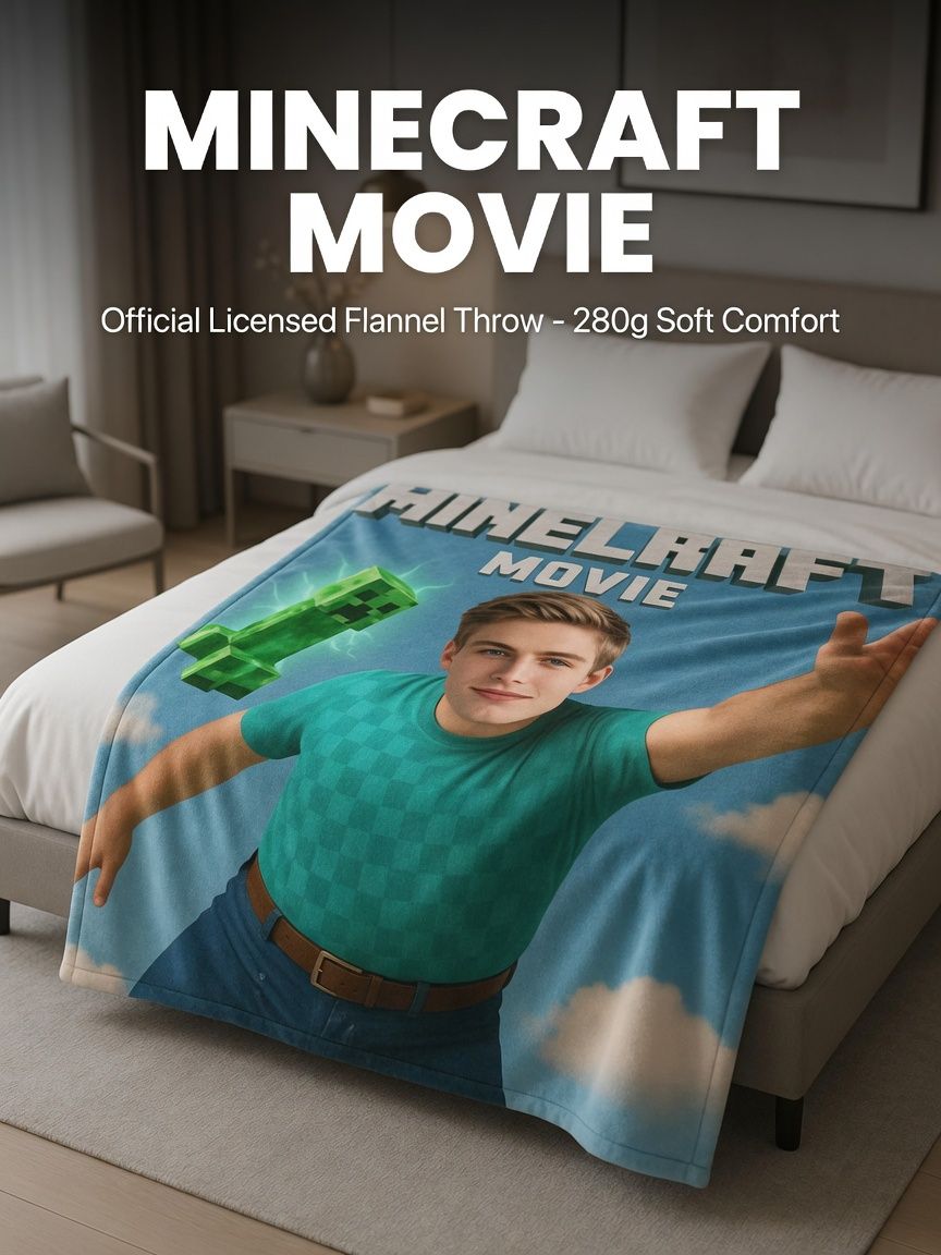 Custom Photo Face Flannel Throw Blanket Personalized Novelty Gamer Portrait Cozy Lightweight Plush Bedspread Gift