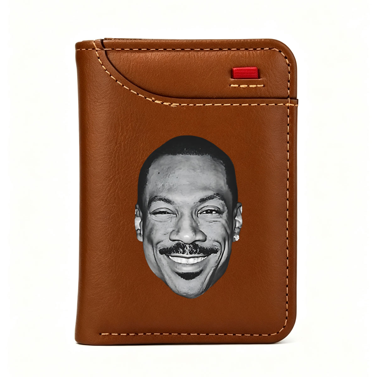 Eddie Murphy smiling portrait in black and white - Vertical Style Wallet