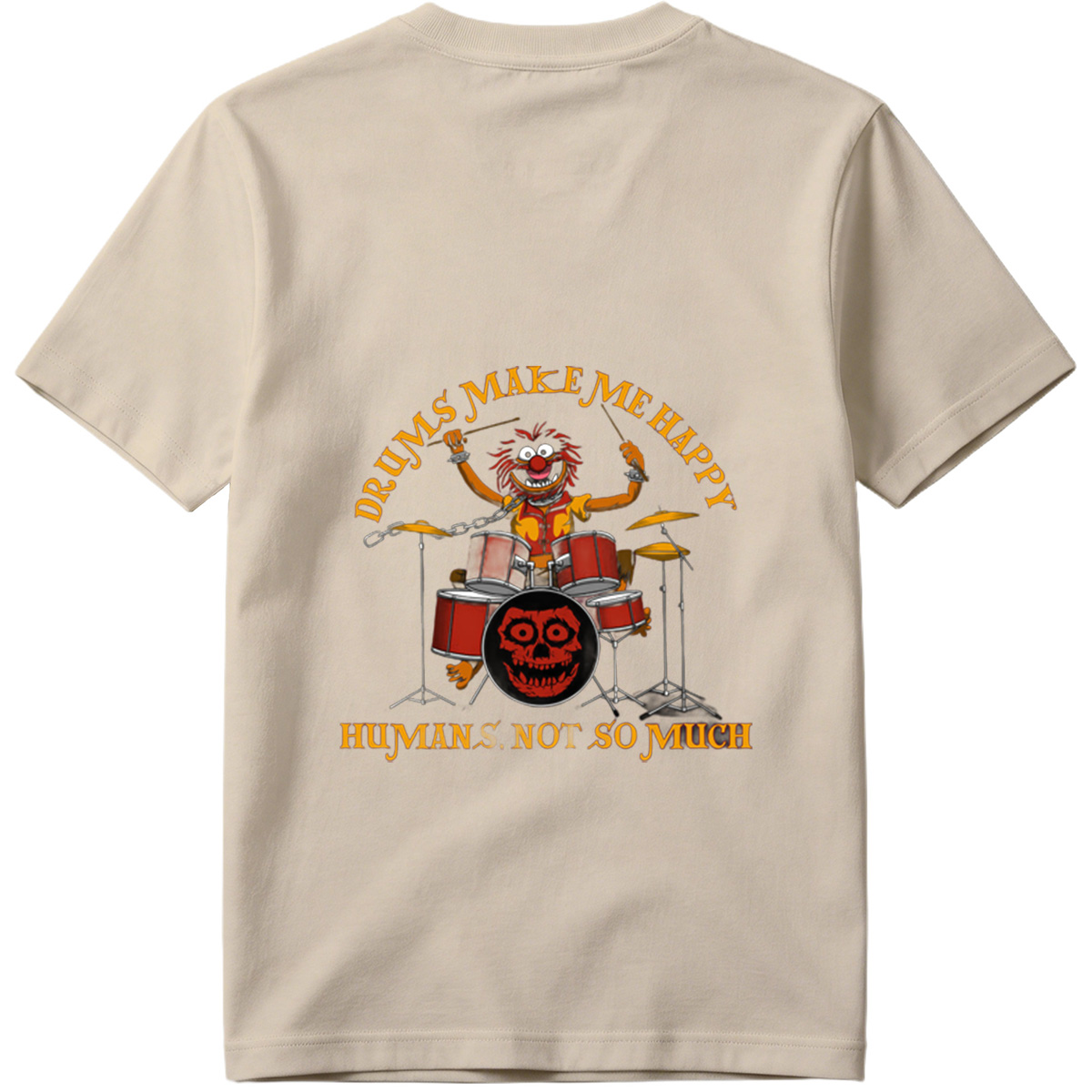 Animal from The Muppets Playing Drums with Skull Design - Tee