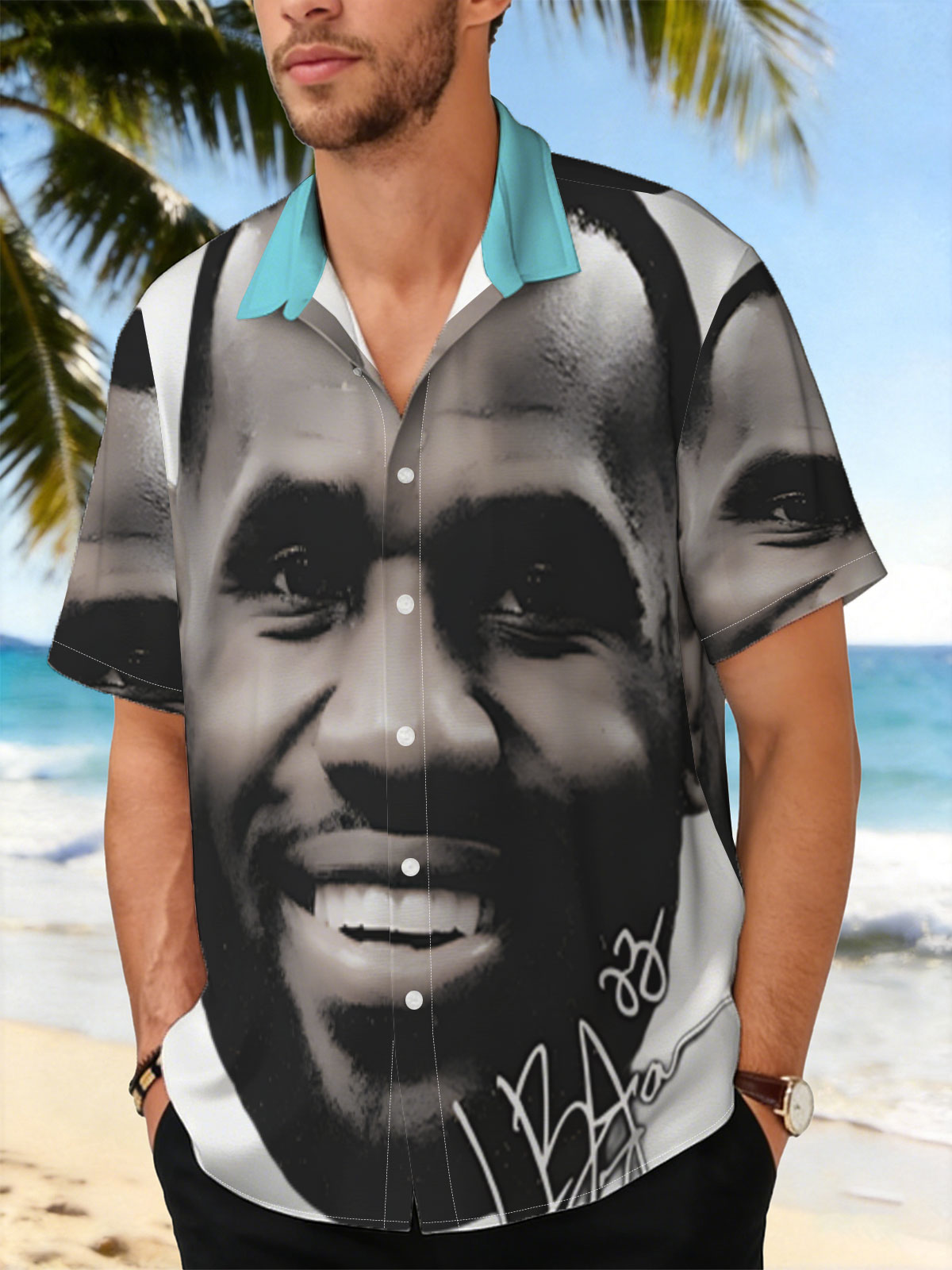 LeBron James Smiling Portrait with Signature -  Shirt
