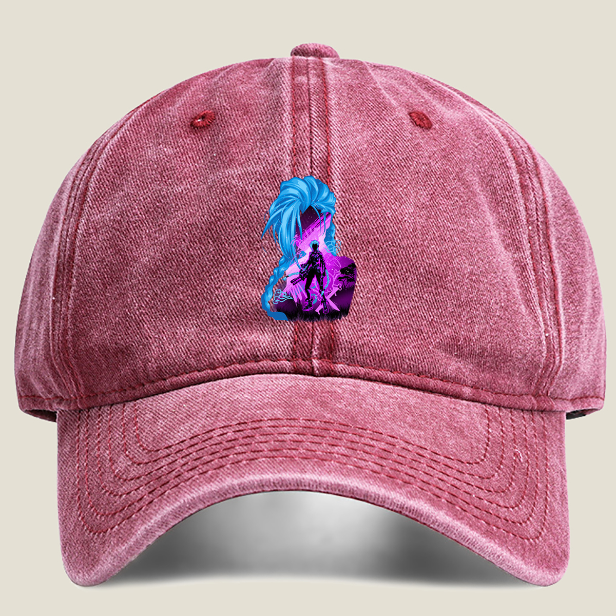 Jinx from League of Legends - Washed Denim - Baseball Cap