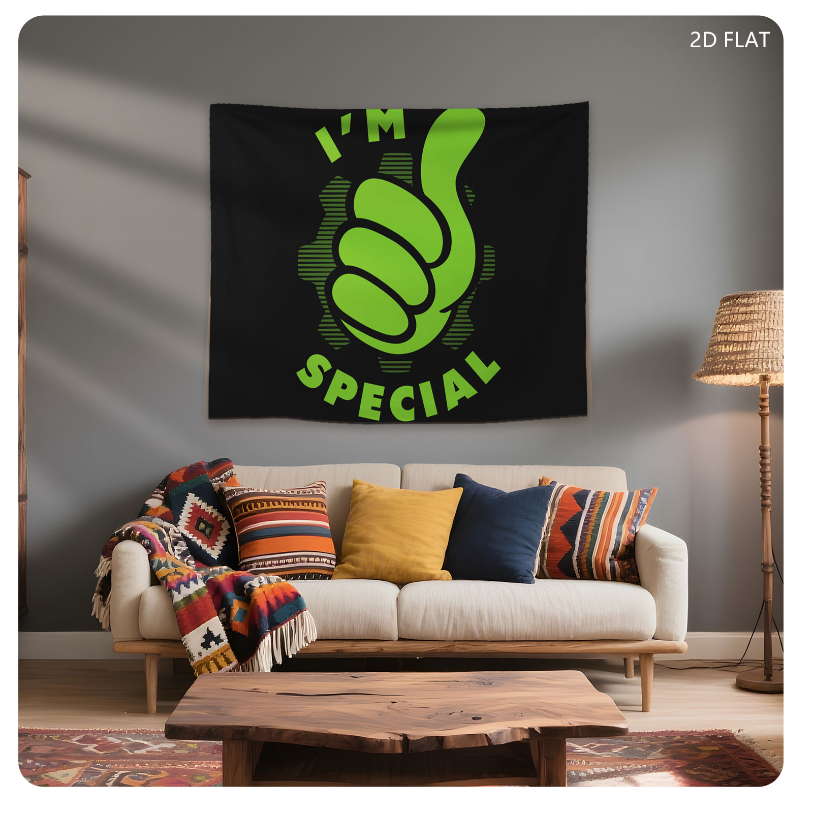 I'M SPECIAL - Green Thumbs Up Gesture Design - Tapestry