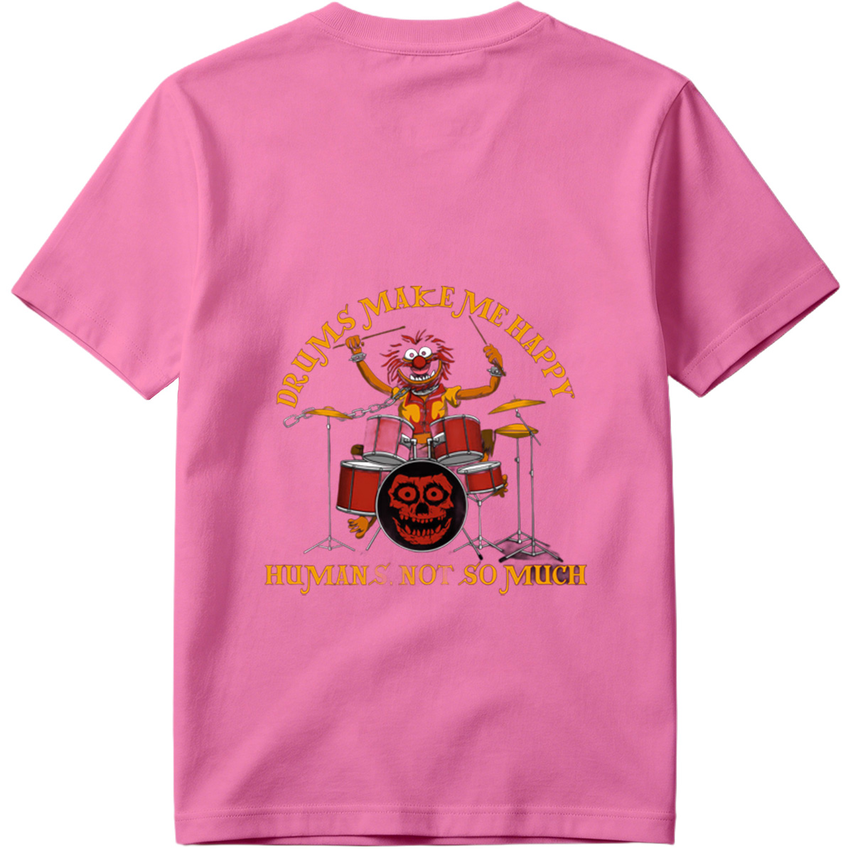 Animal from The Muppets Playing Drums with Skull Design - Tee