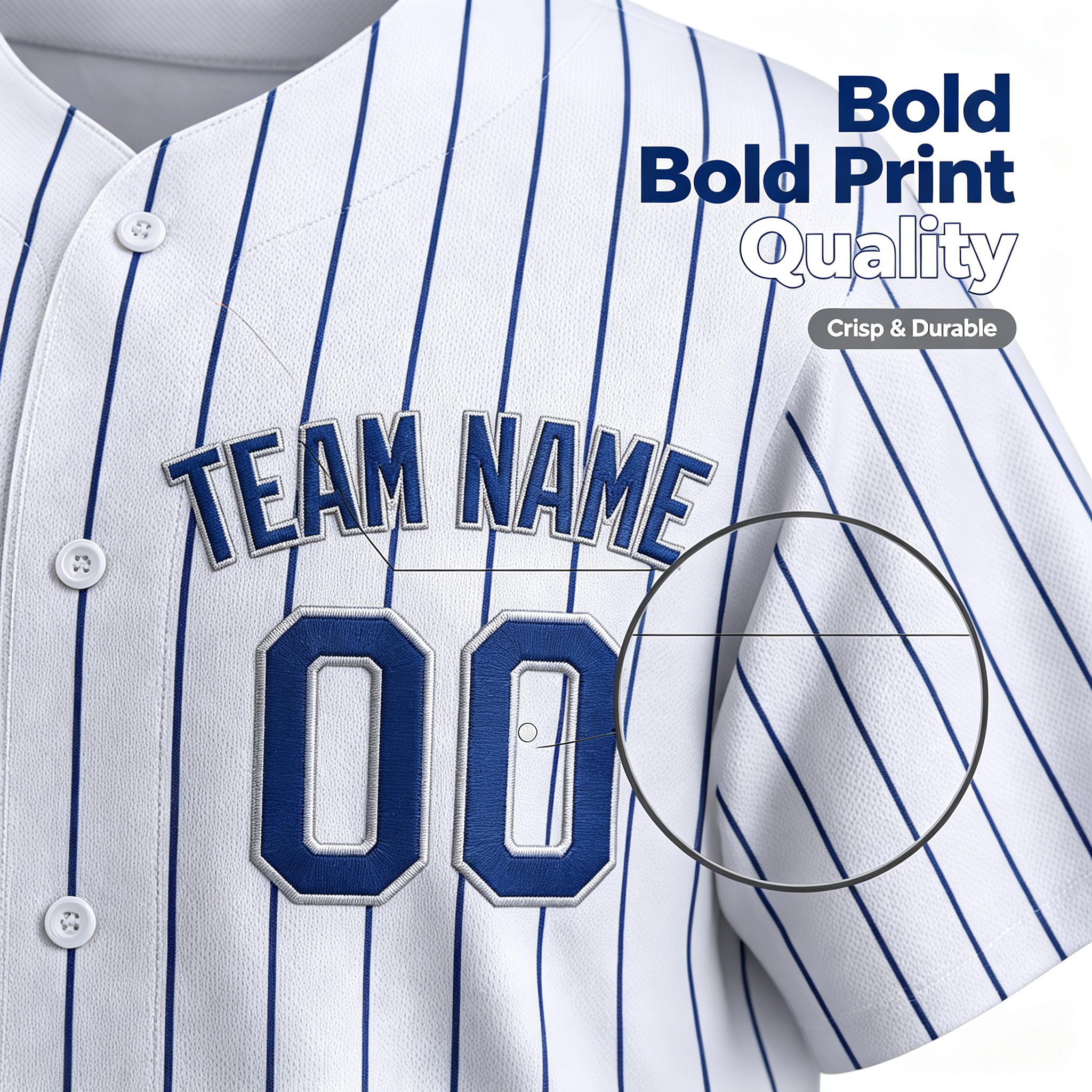 Custom Printed Chicago Vintage Style Baseball Jersey White Blue Pinstripe Button Down Shirt for Men and Women