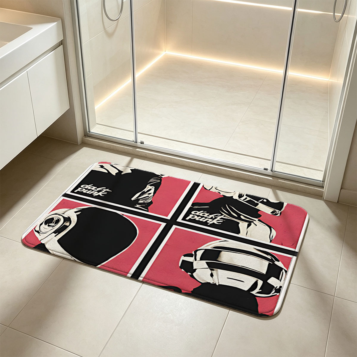 Daft Punk: Iconic Helmeted Duo in Four Distinct Poses - Flannel floor mat