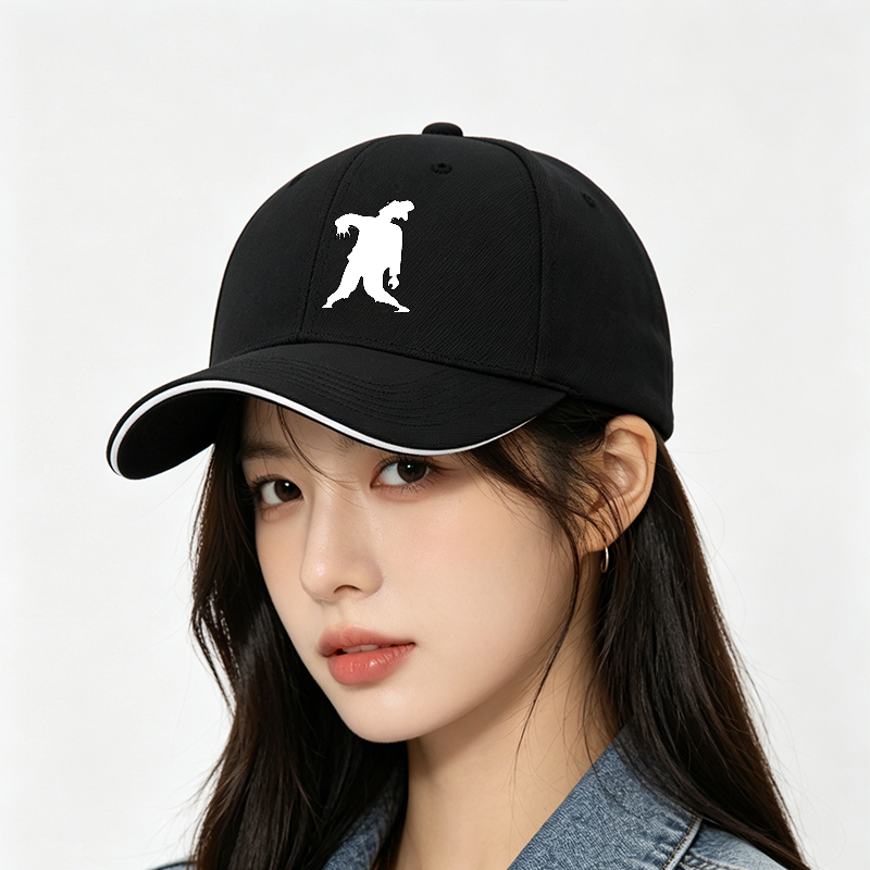 Unisex Classic Sandwich Hat with Zombie Silhouette Print - Perfect for Halloween, Outdoor Events, and Casual Wear - Ideal for Adults Who Love Horror Themes and Unique Fashion Statements