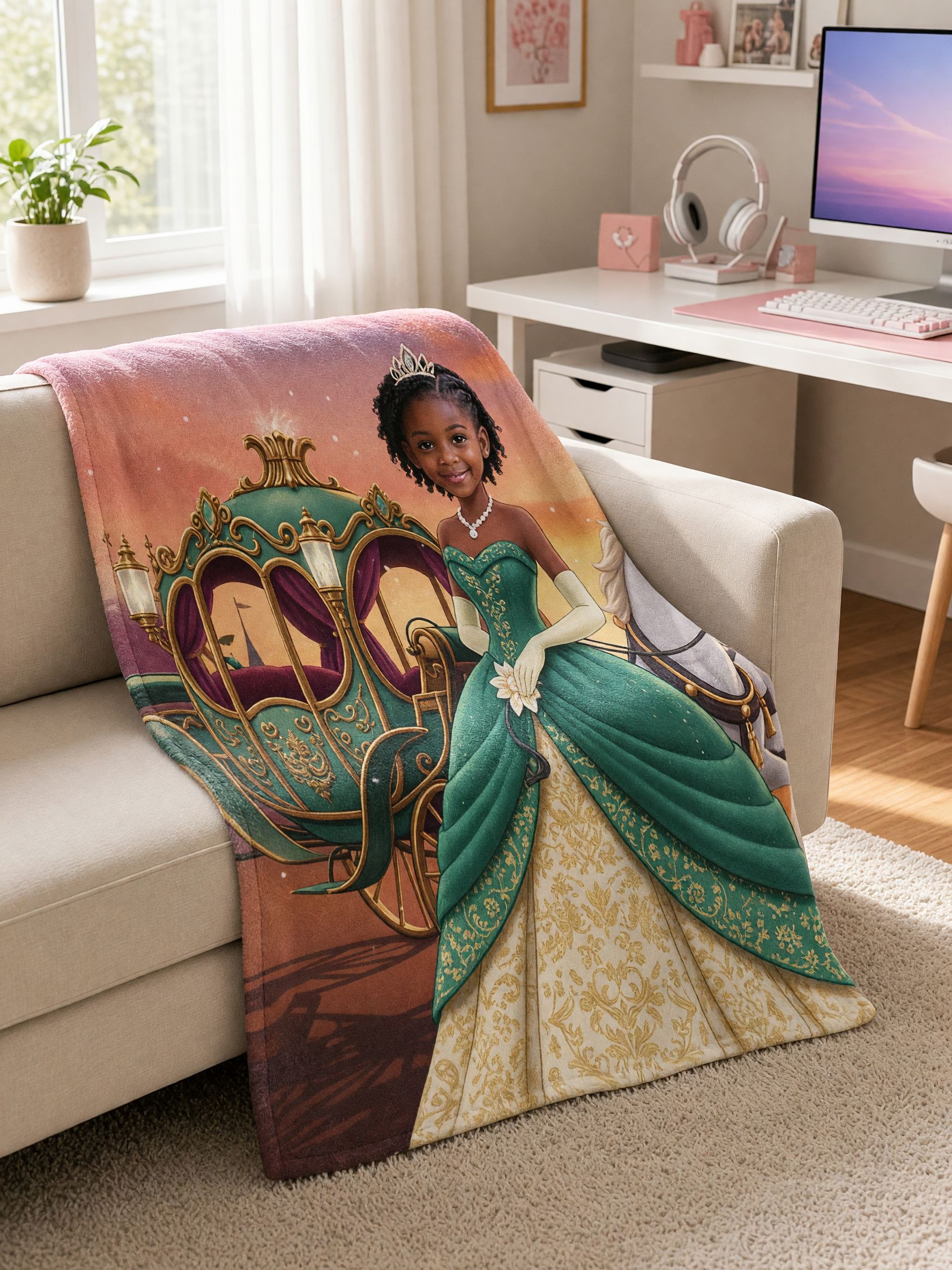 Personalized Princess Photo Blanket Custom Face Flannel Fleece Throw Ultra Soft Bed Quilt Ideal Personalized Gift