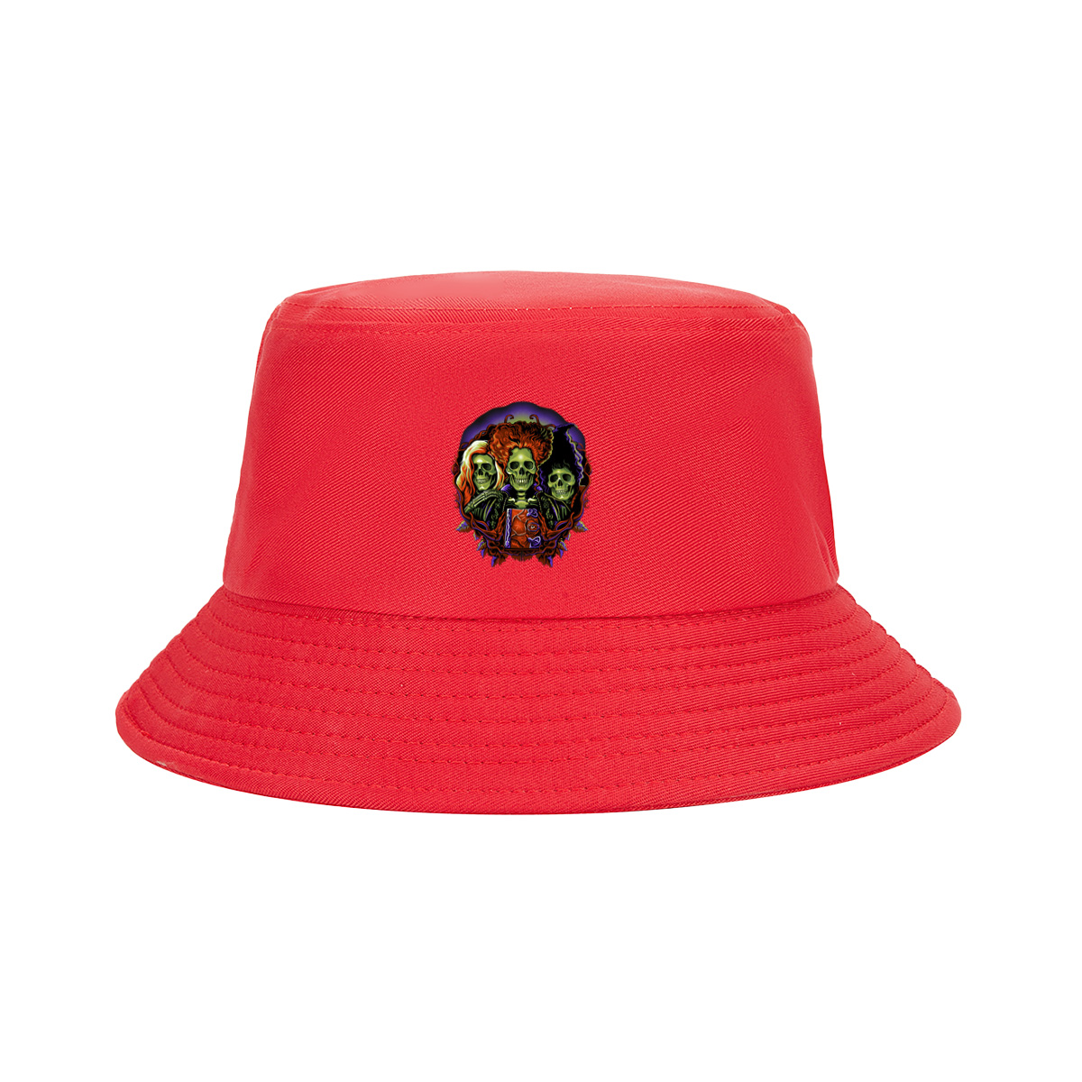 Three Skulls with Vibrant Hair and Ornate Design - Fisherman's Hat