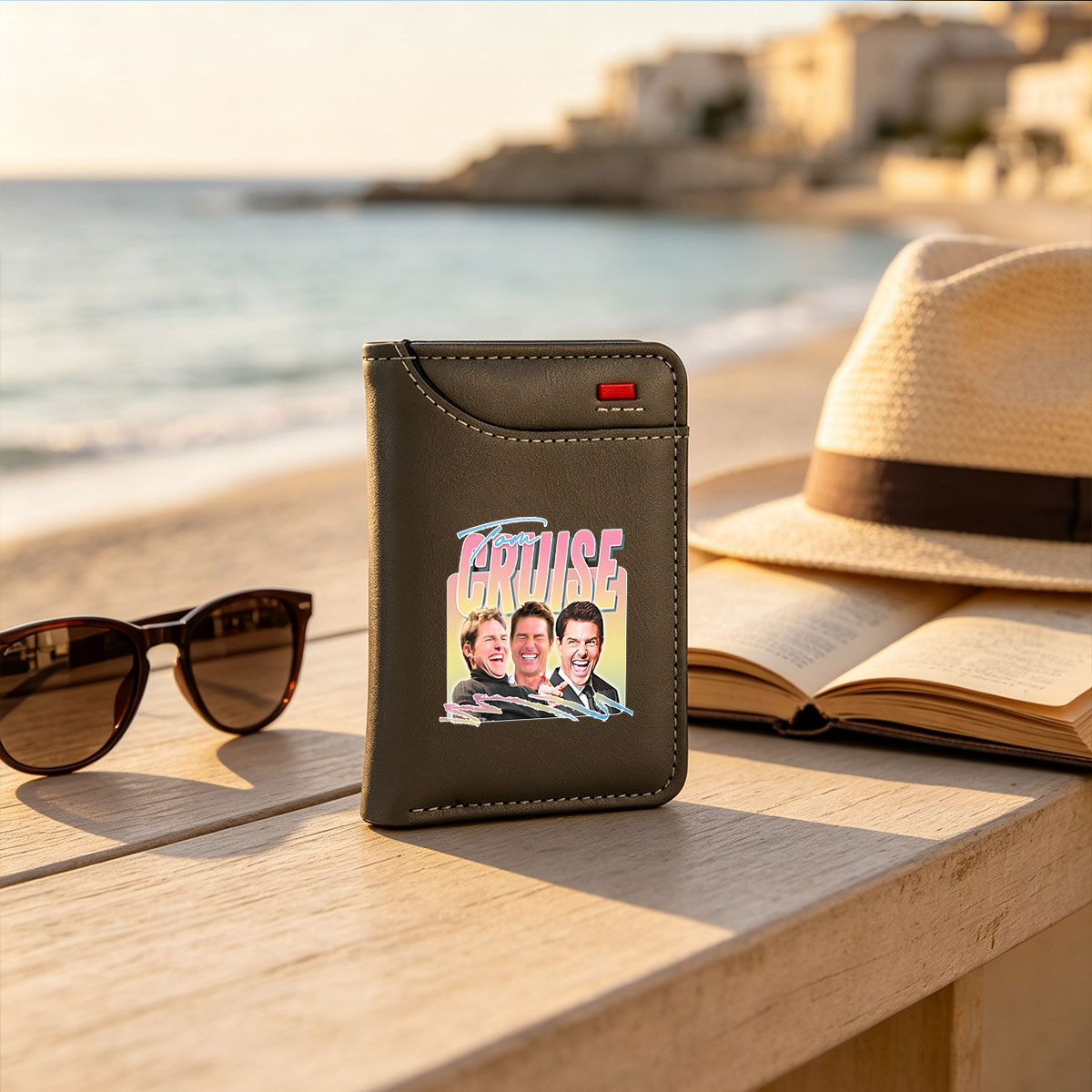 Tom Cruise: Three Faces of Laughter and Action - Vertical Style Wallet