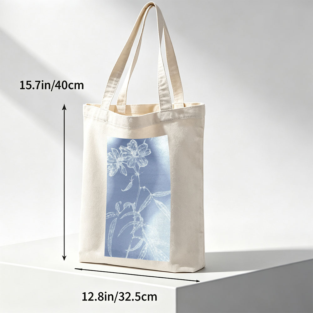 Taylor Swift in a Dreamy Floral Scene with Ethereal Blue and White Botanical Patterns - Canvas tote bags