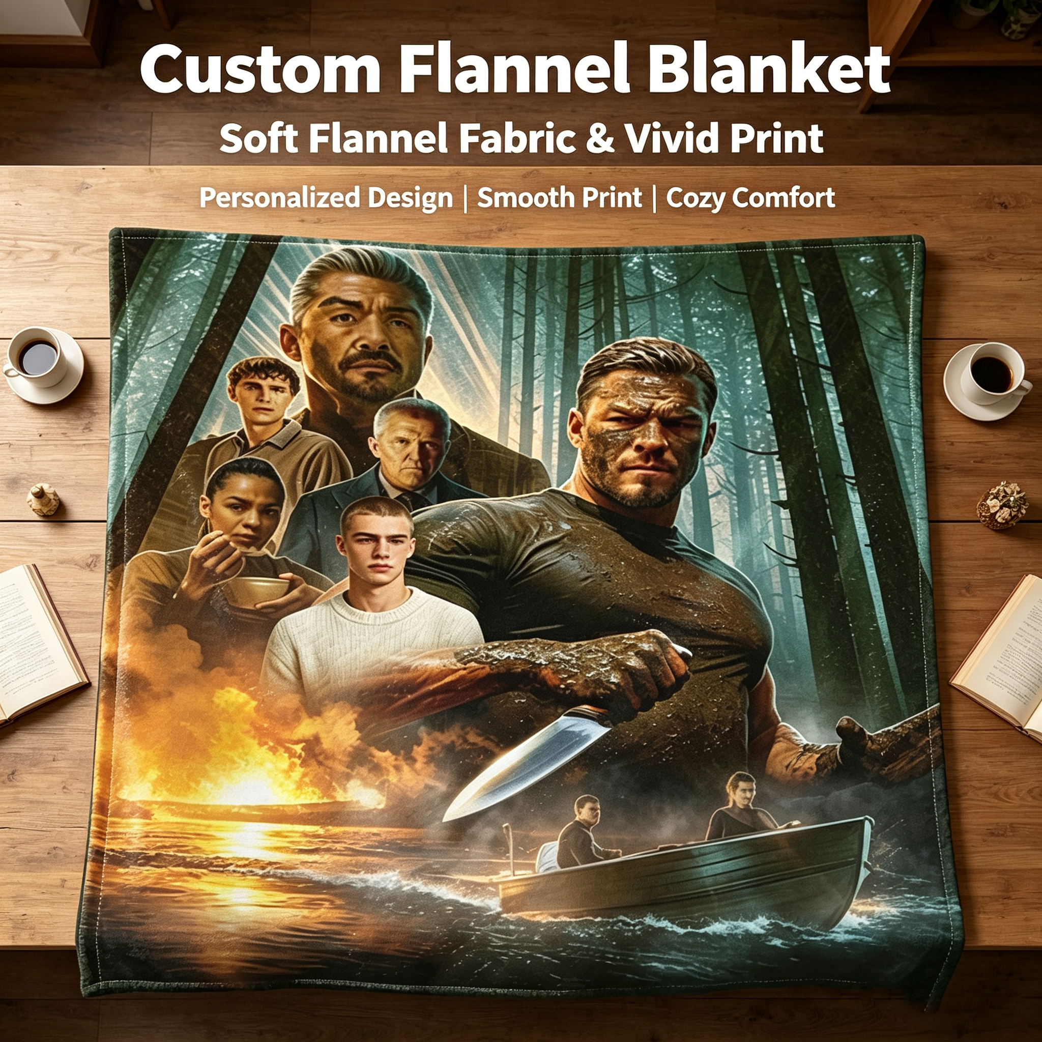 Custom Face Blanket The Last of Us Inspired Flannel Blanket for Couch, Bed, or Travel – Perfect Gift for Fans and Gamers