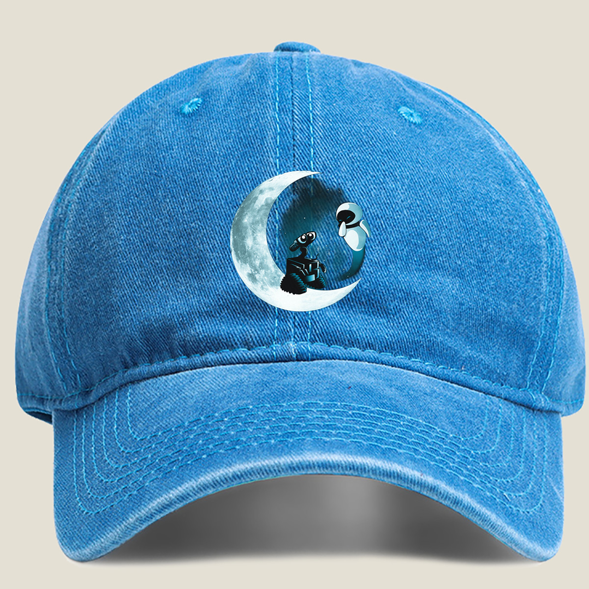 WALL-E and EVE on the Moon - Washed Denim - Baseball Cap