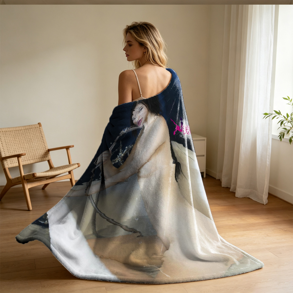 Nude Sydney Sweeney Sitting on Bed Arms Raised - Blanket