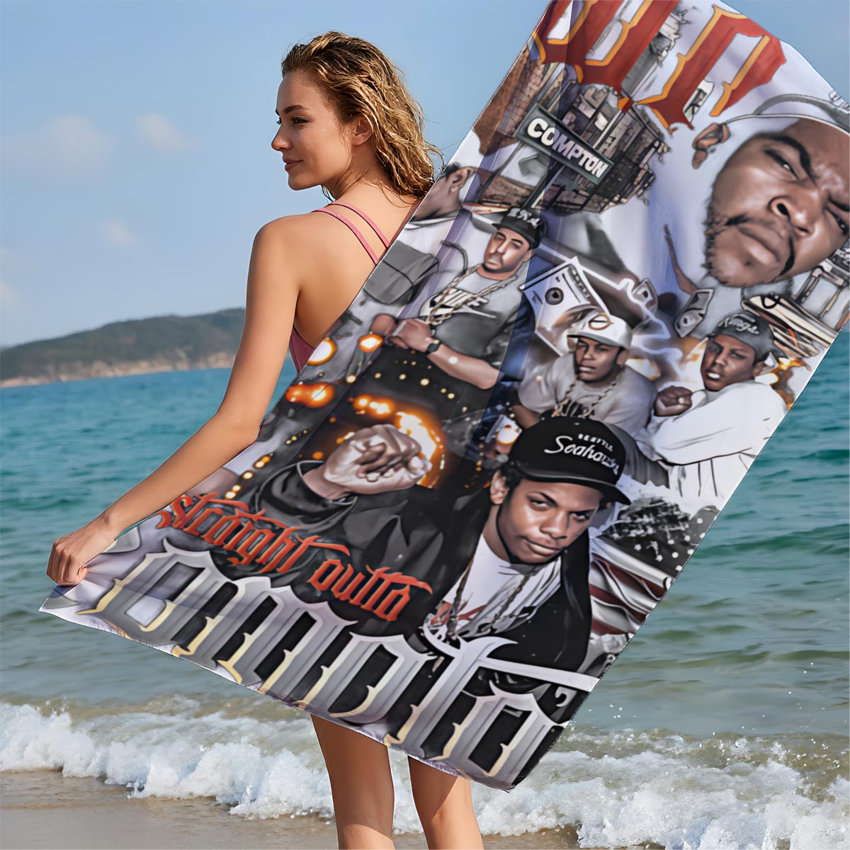 N.W.A Straight Outta Compton: Ice Cube, Dr. Dre, Eazy-E, MC Ren, DJ Yella, and the Compton Rap Legacy - Beach towels