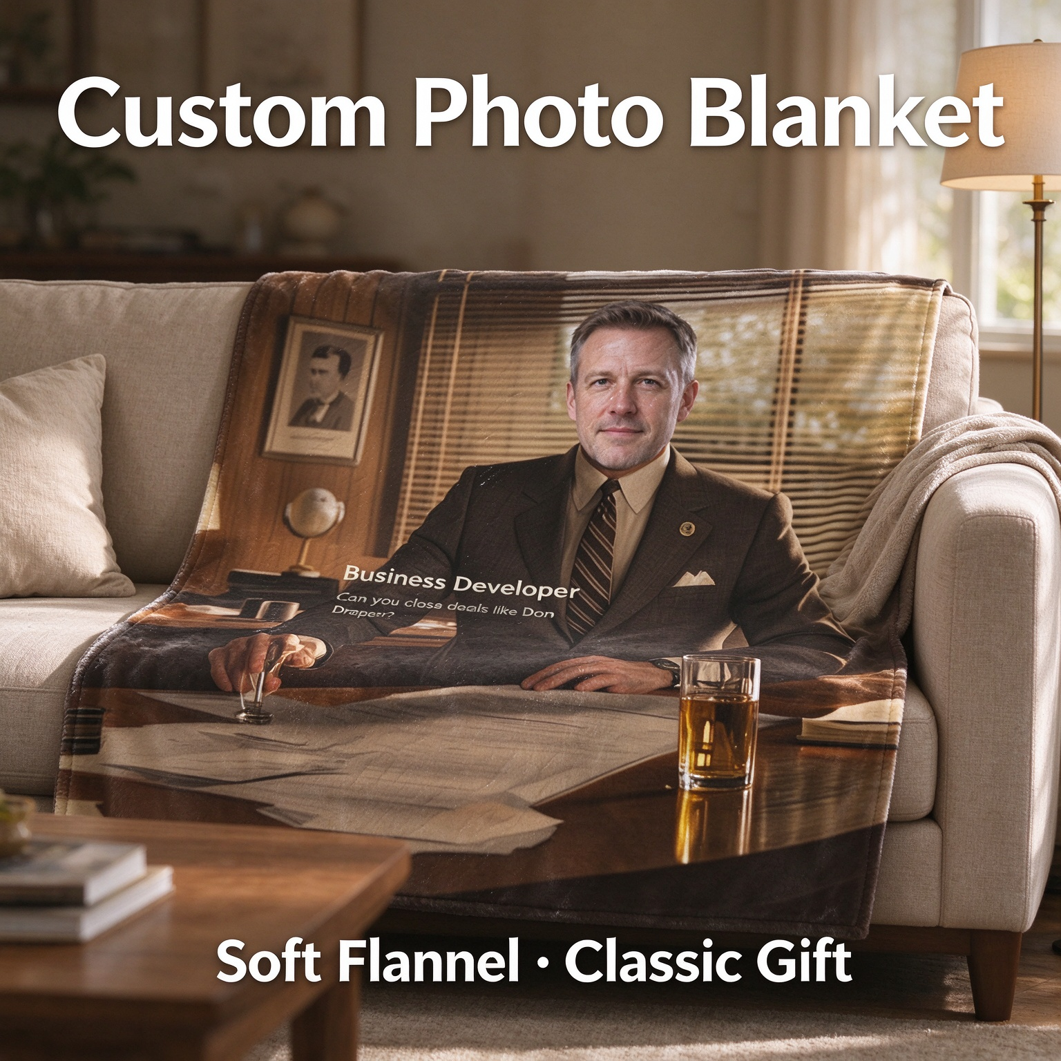 Custom Photo Blanket Ultra Soft Flannel Throw with Personalized Picture Print Ideal Personalized Gift for Bed Couch