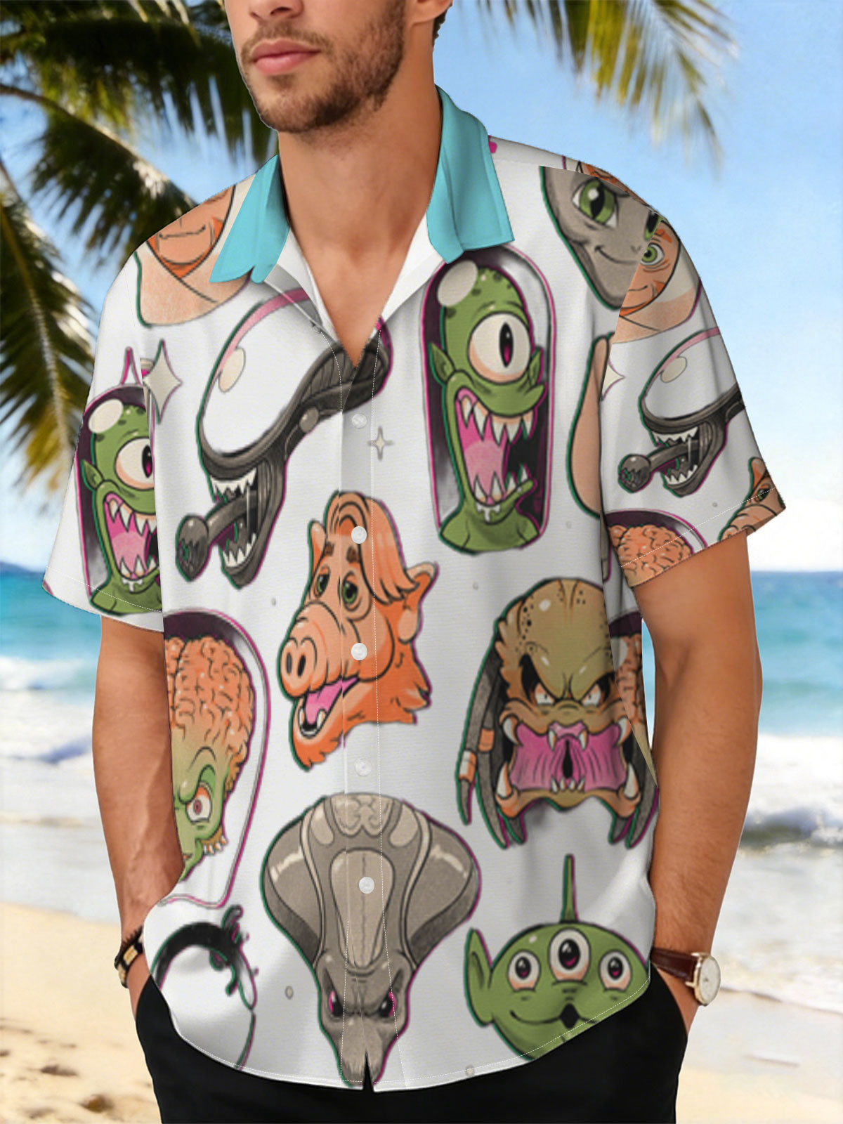 Alien Characters and Sci-Fi Icons: E.T., Alien, Predator, Yoda, Darth Vader, Space Invader, and More -  Shirt
